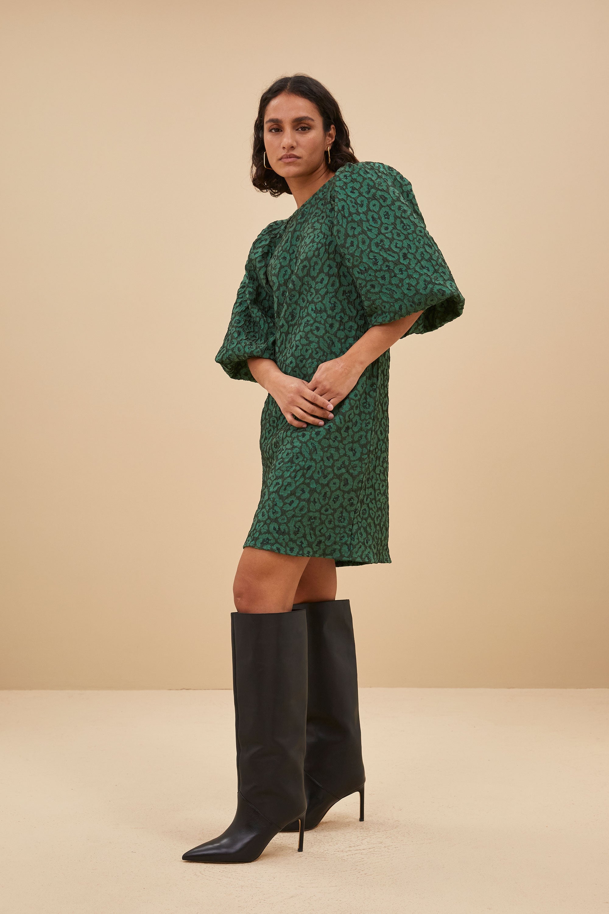 zasu leo dress | green panter print