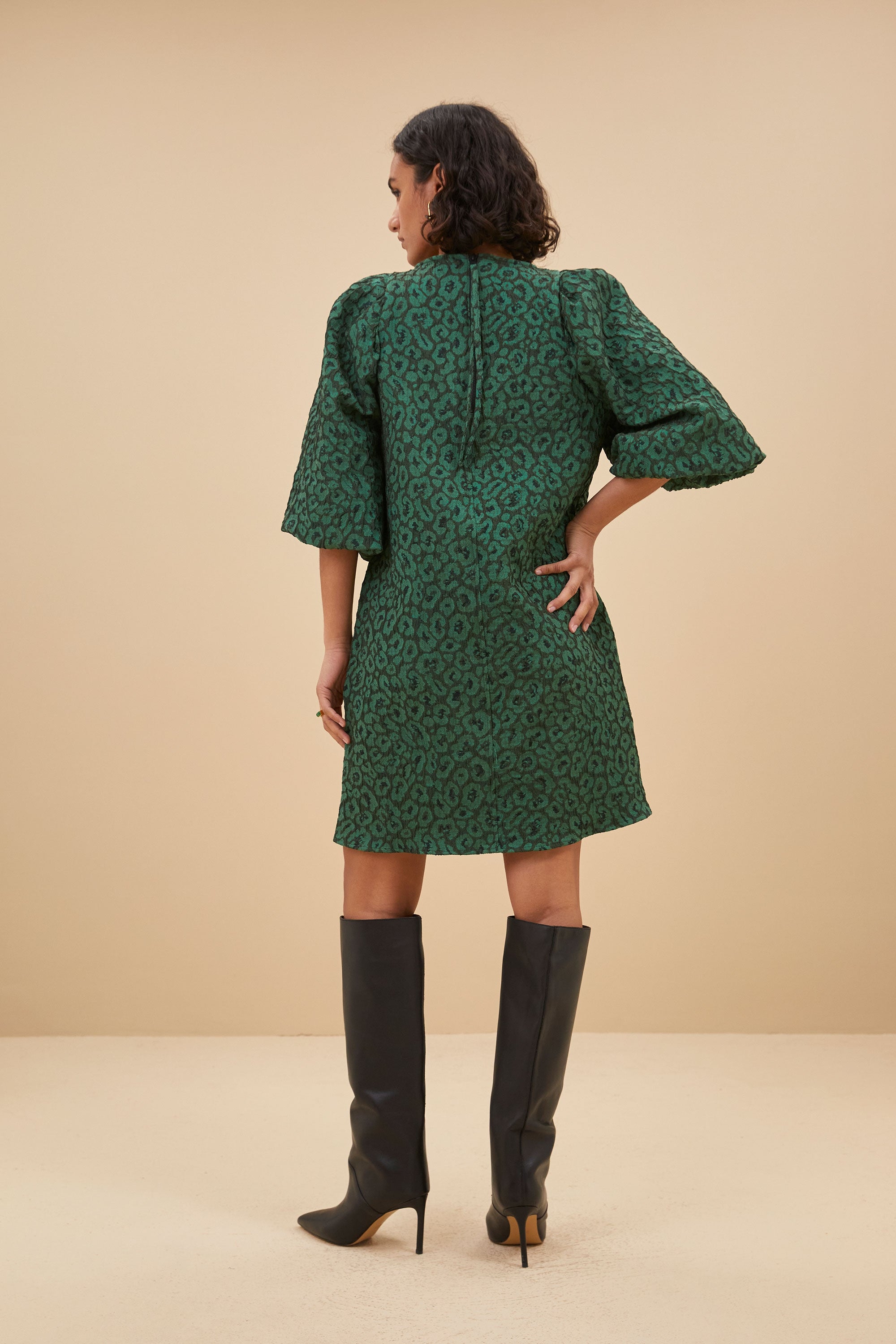 zasu leo dress | green panter print