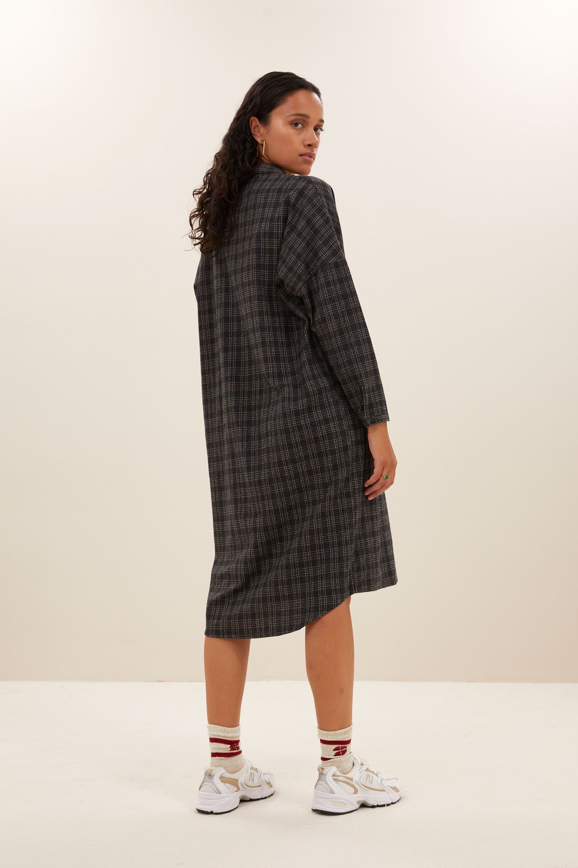 small check dress | caramel