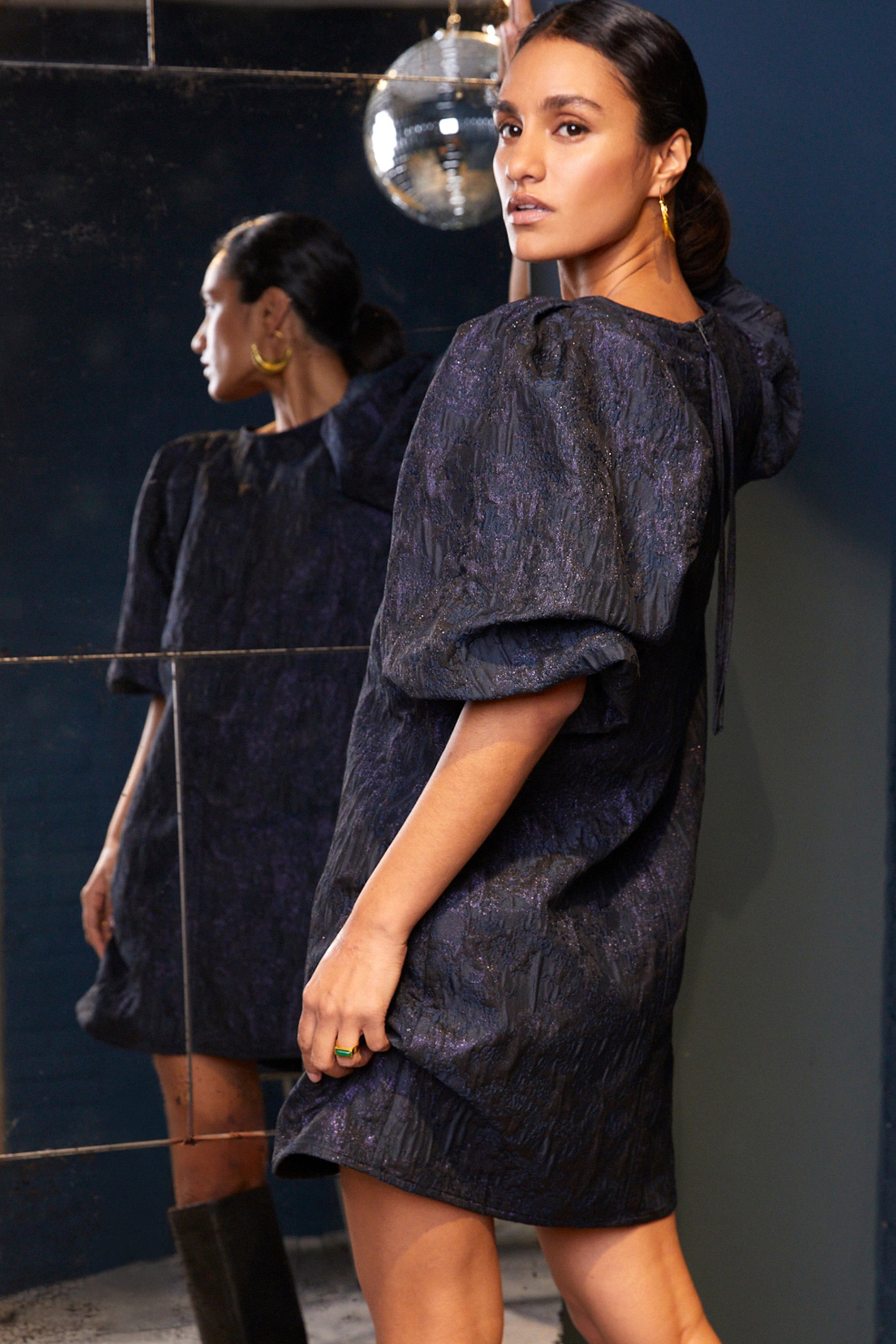 zasu jacquard dress | midnight