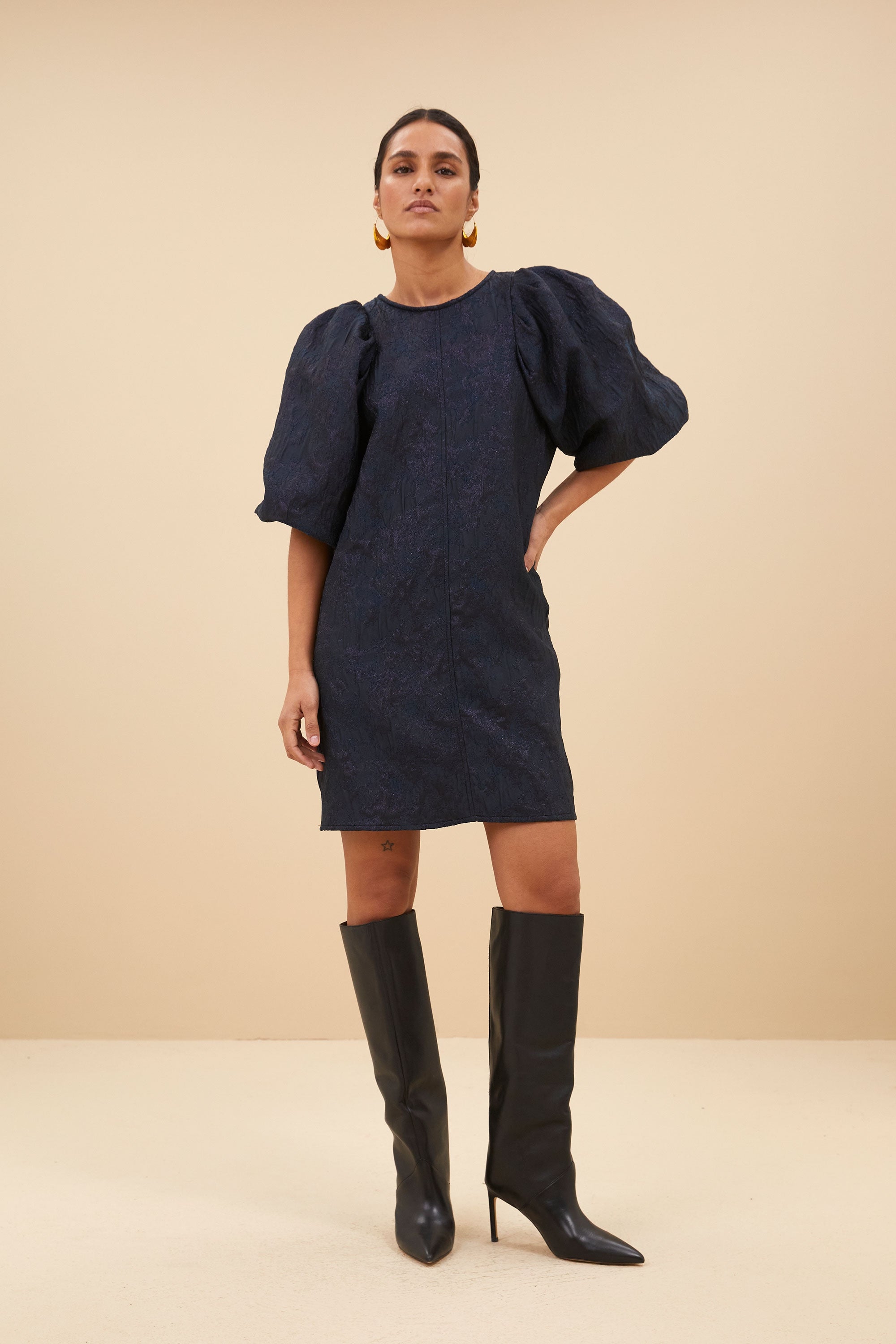 zasu jacquard dress | midnight