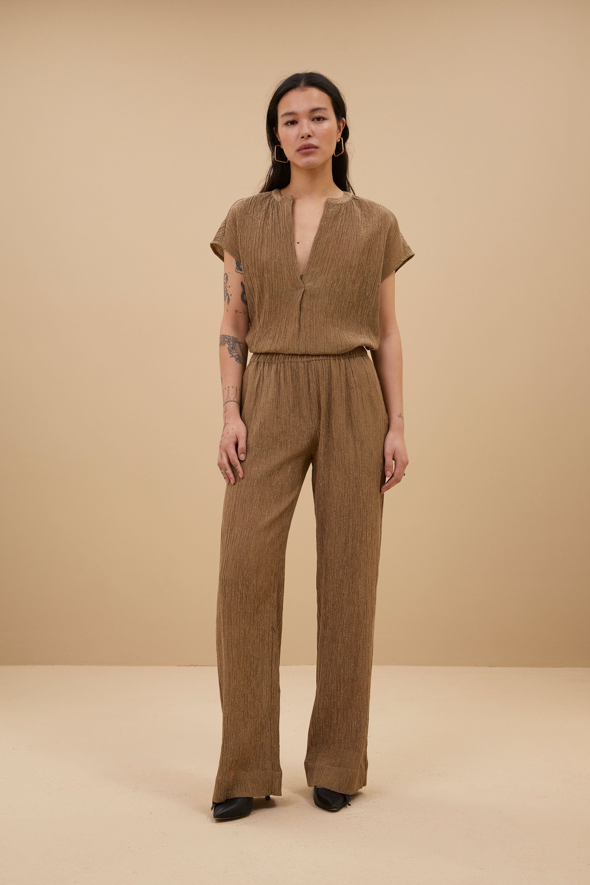 amie lurex pants | gold