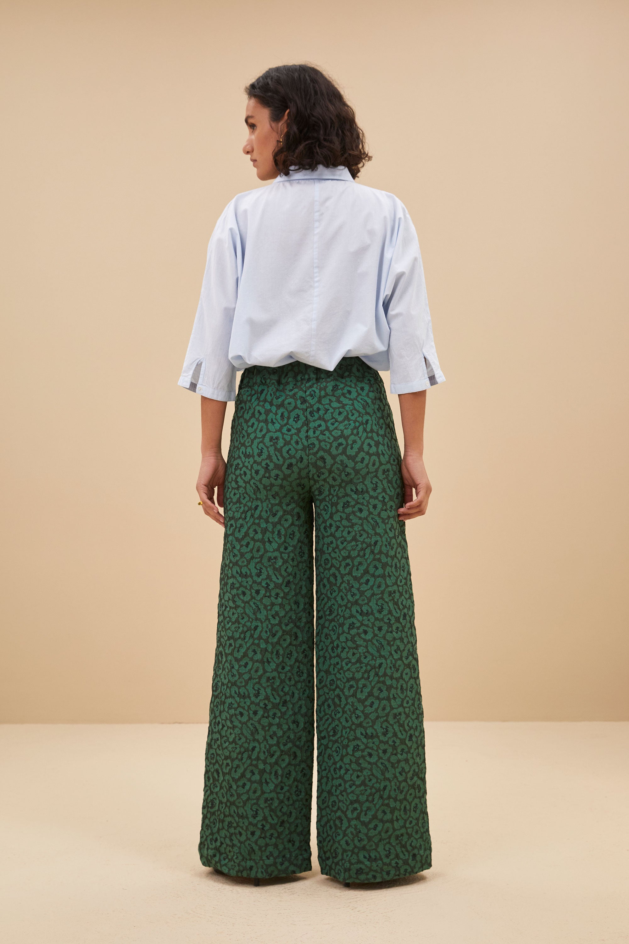 neal leo pants | green panter print