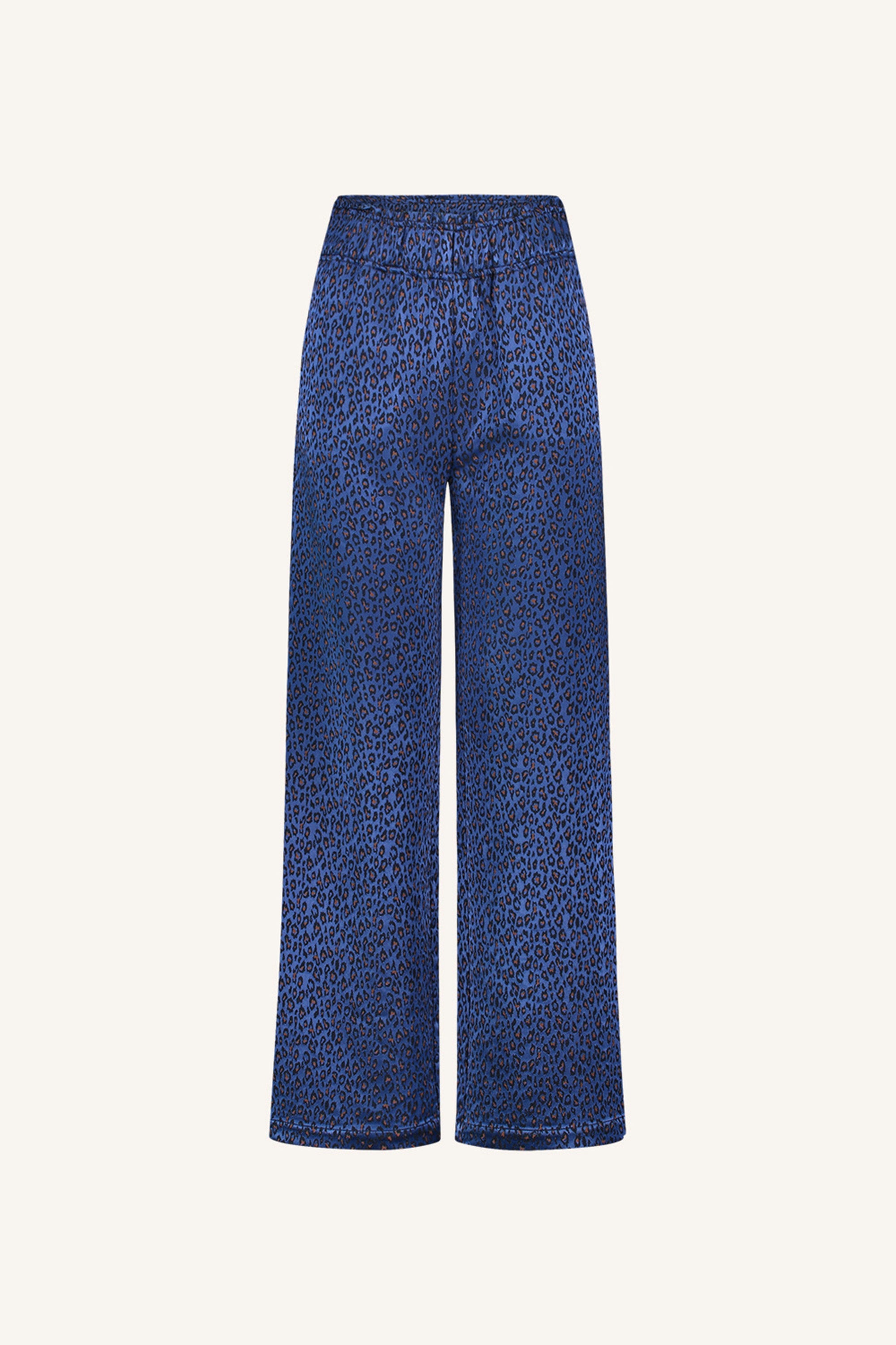 pantalones de guepardo azul robyn | estampado de guepardo azul