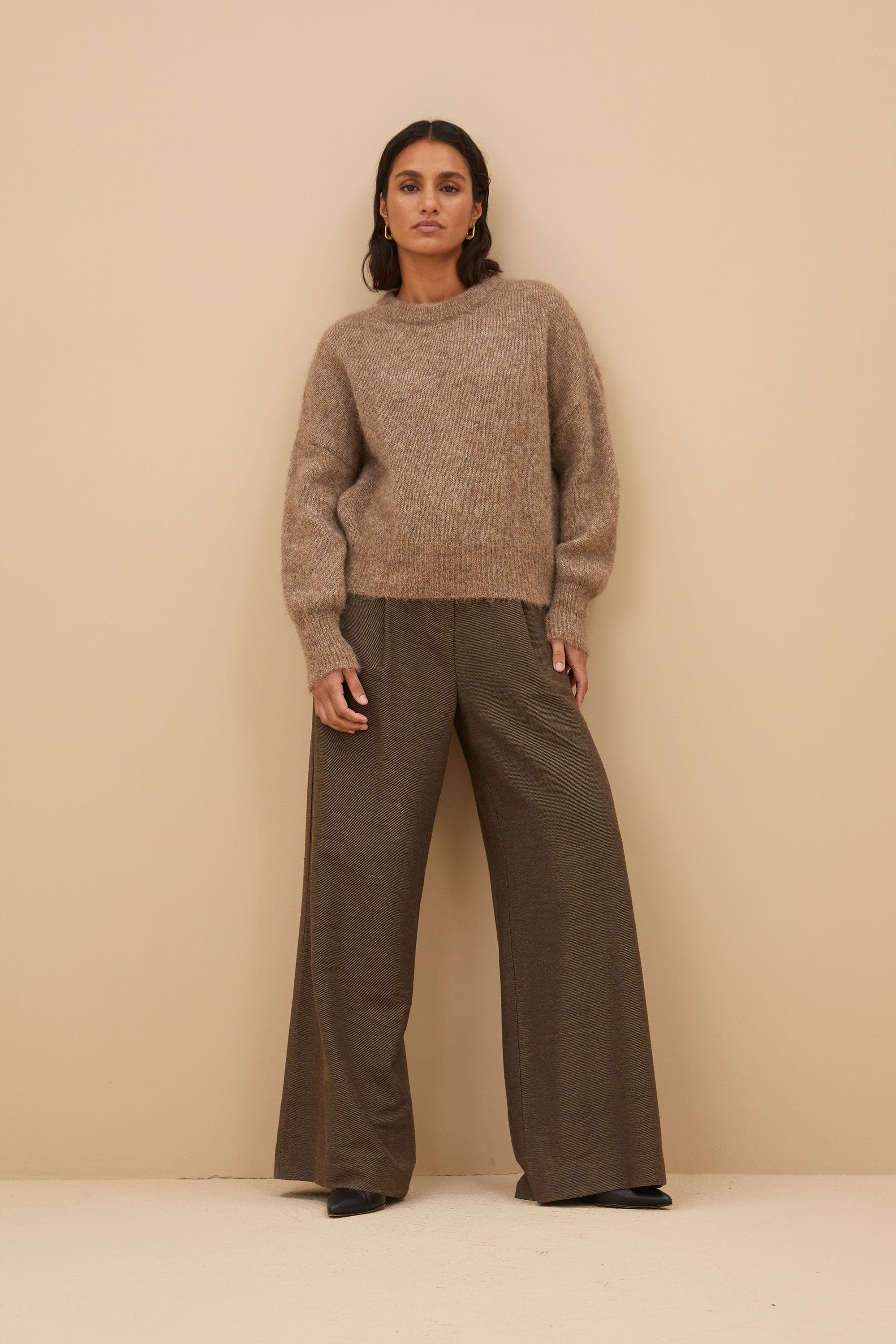 benji tweed pants | latte