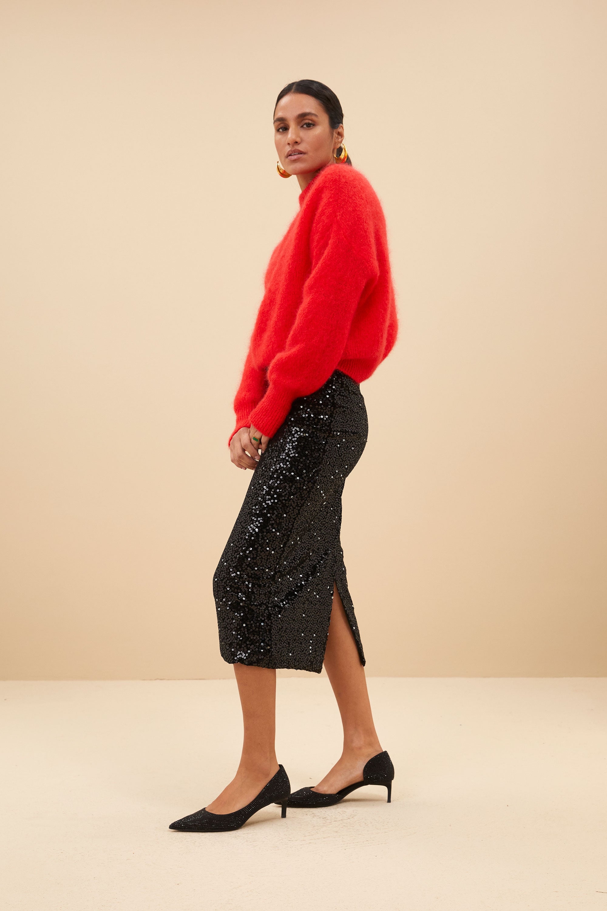 luca sequin skirt | black