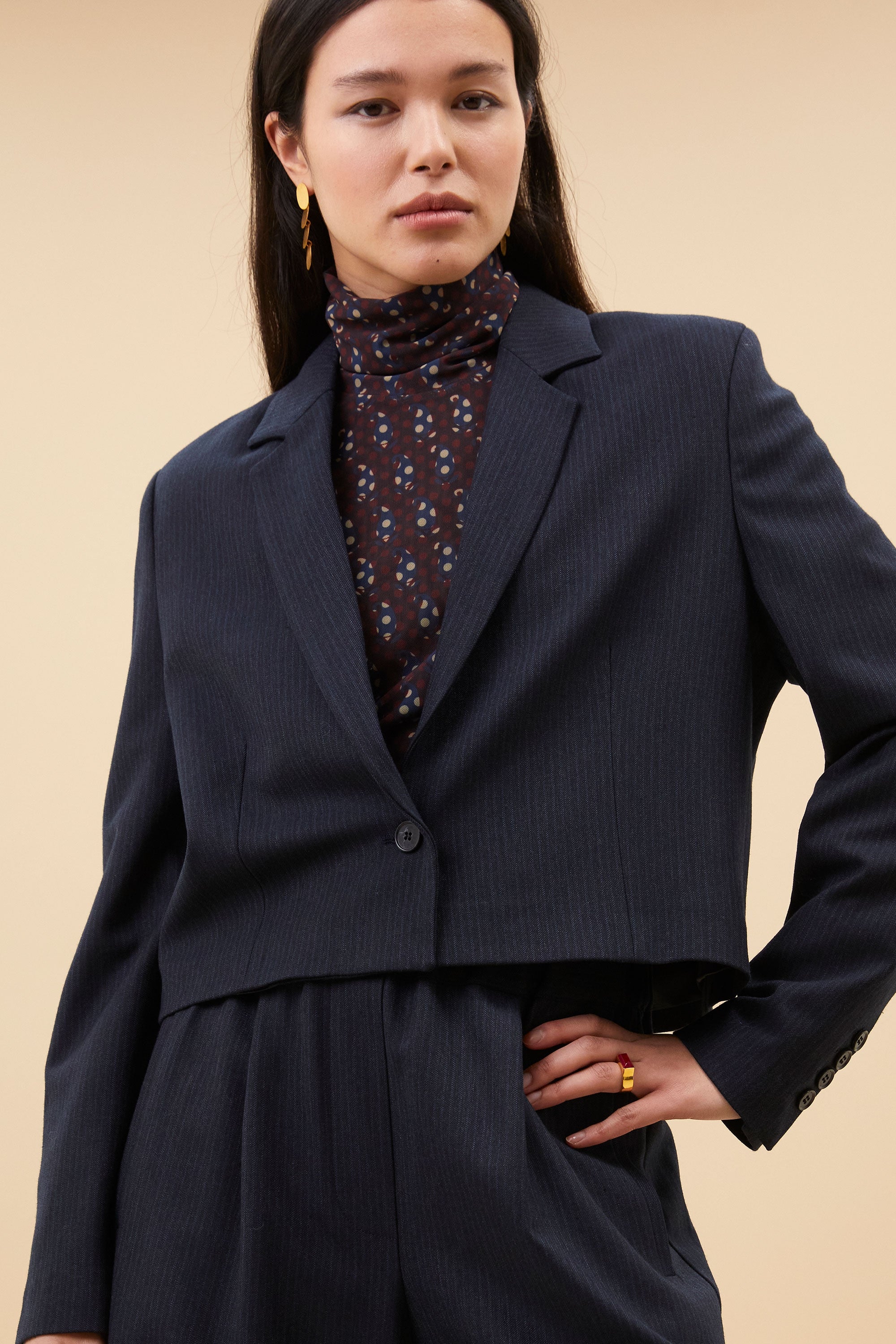 jody stripe blazer | dark navy