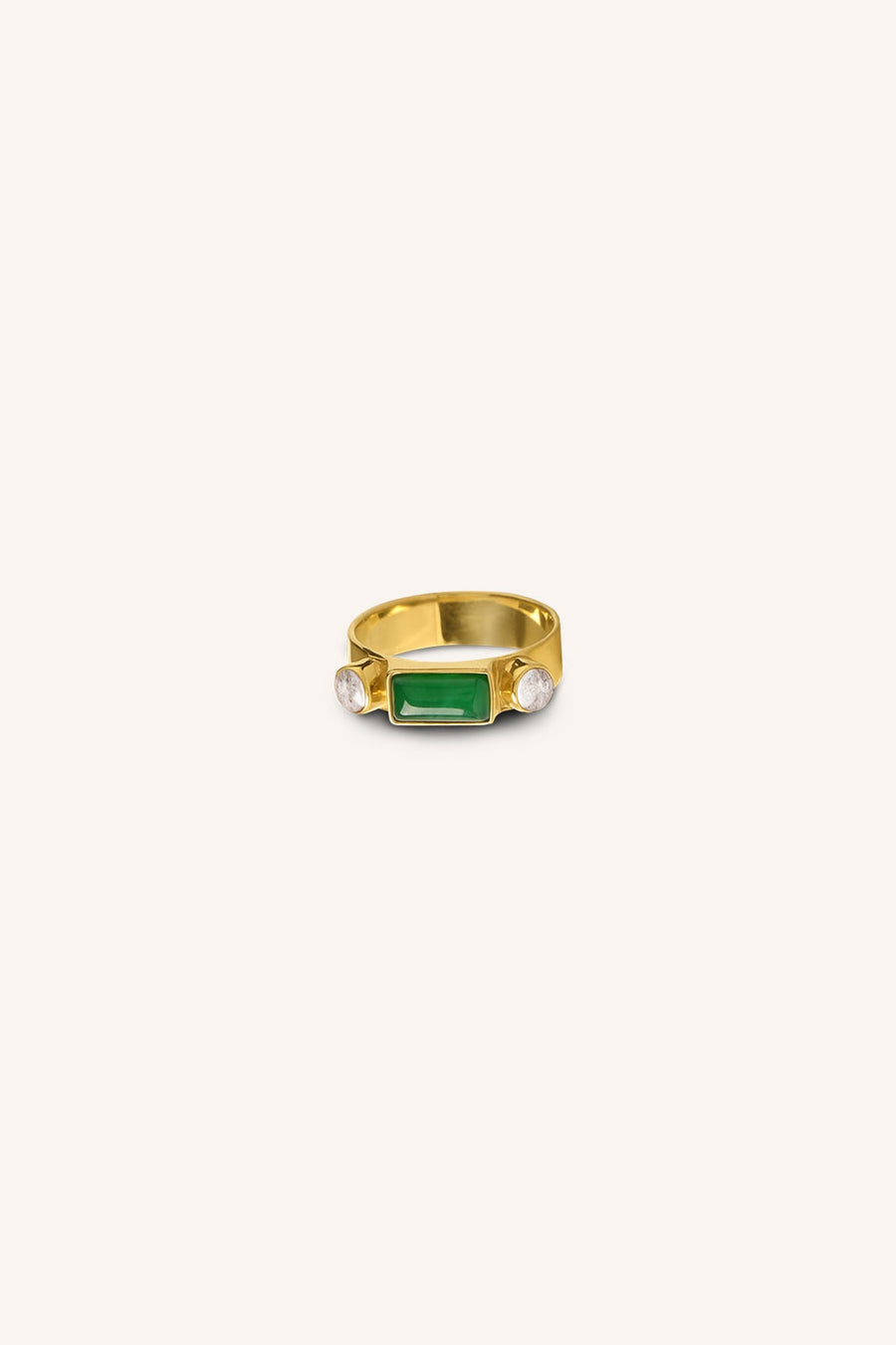 xavi-ring-green-gold plated-all-time classic-by-bar-vooraanzicht