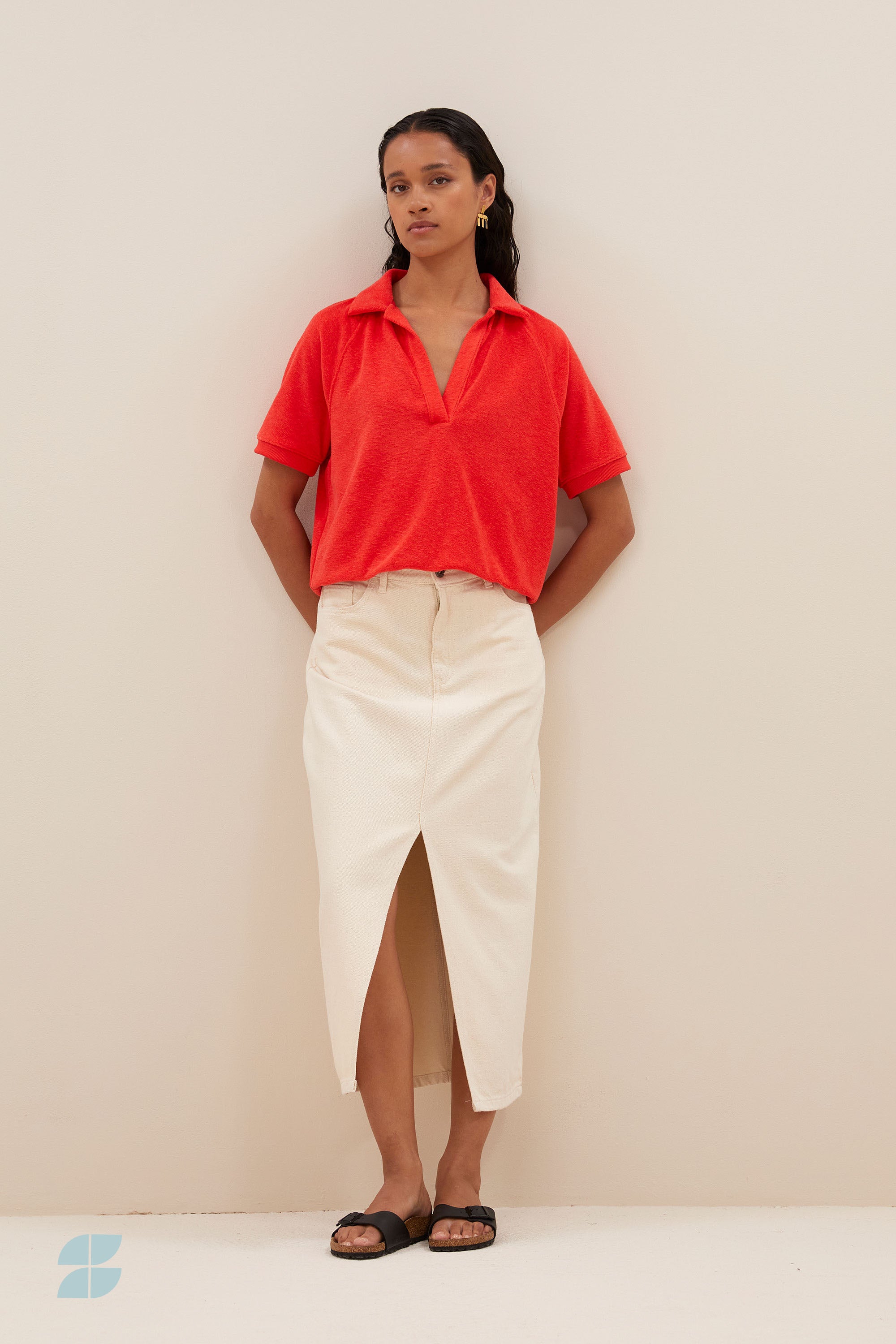 harper slub top | poppy red