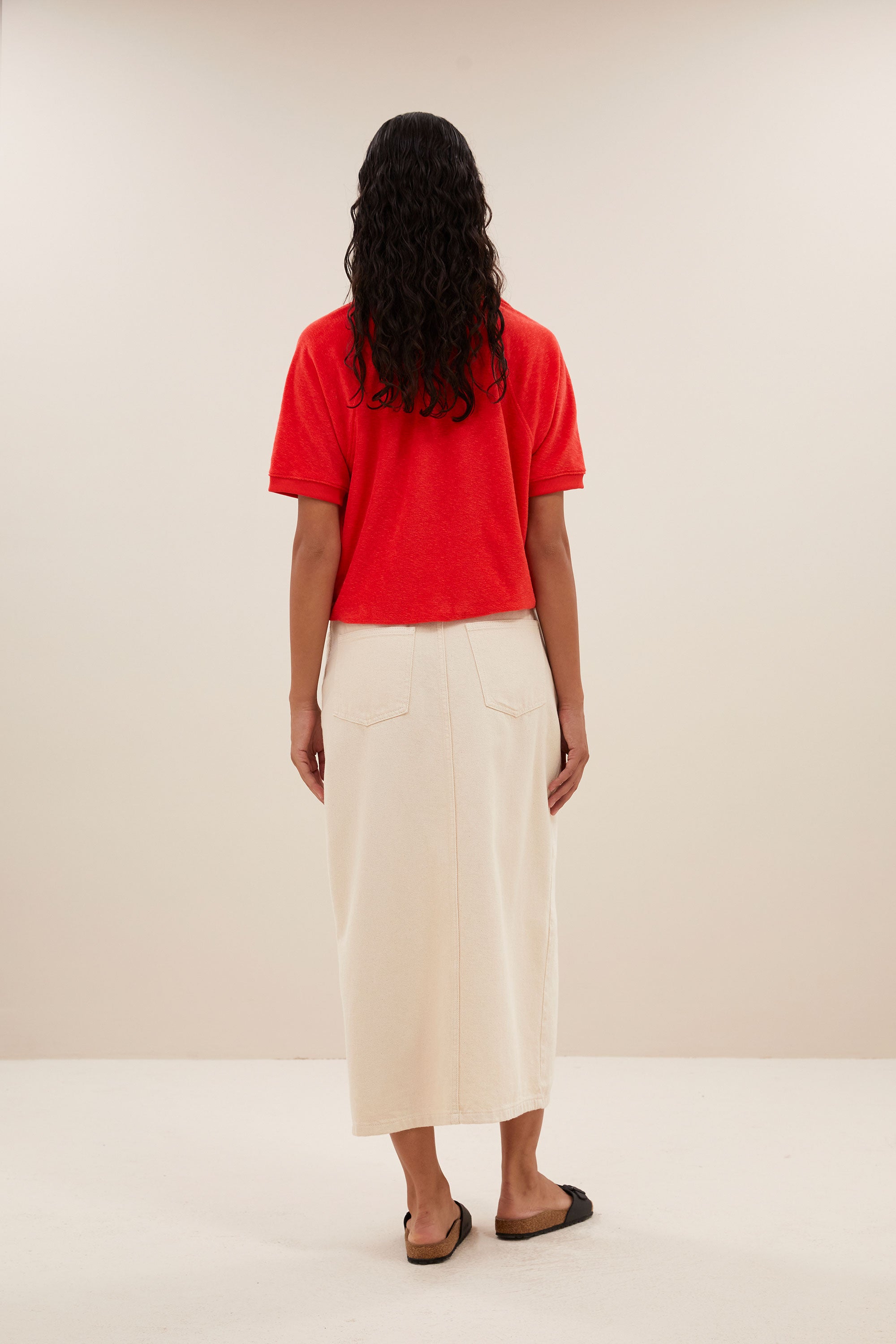 harper slub top | poppy red