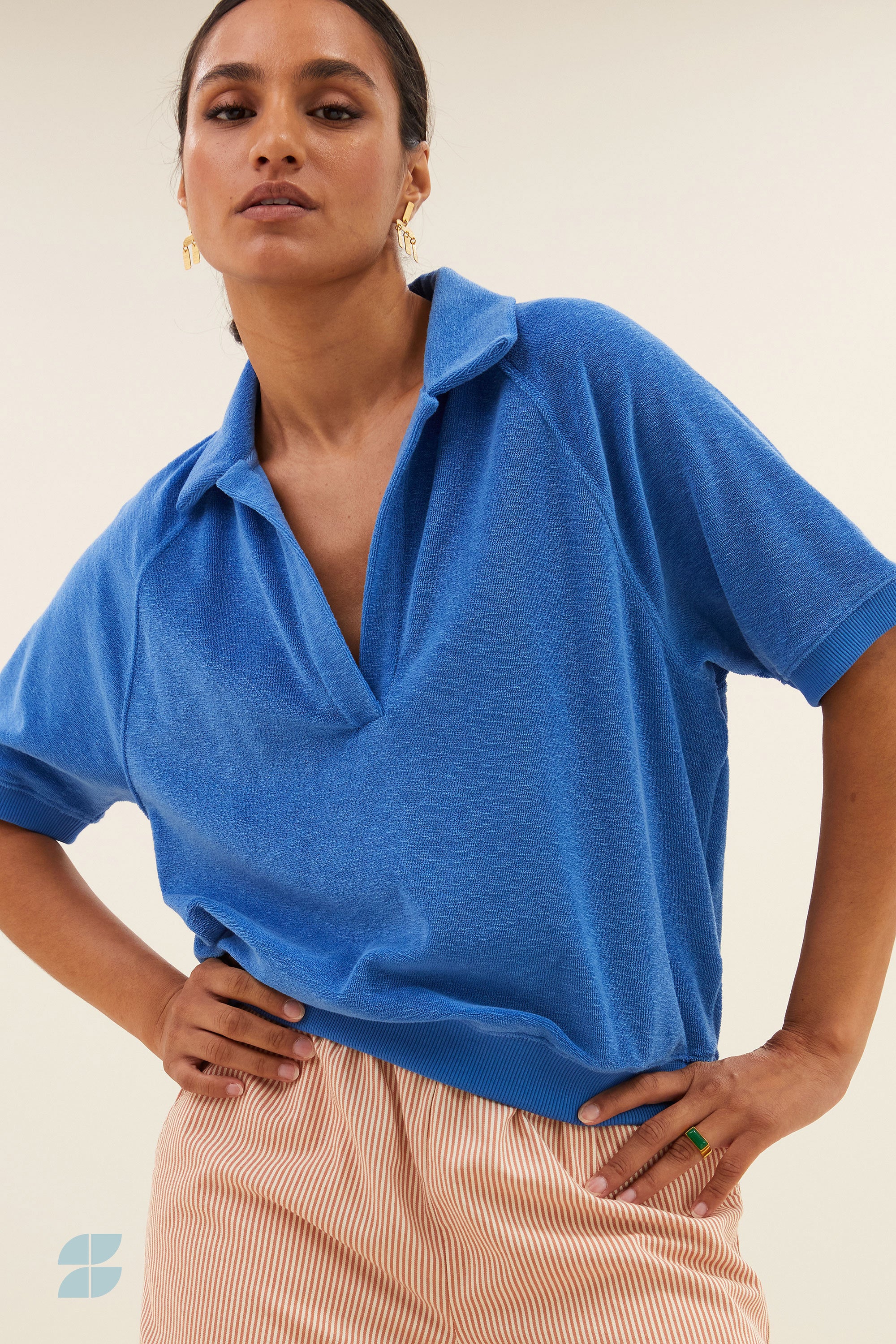 harper slub top | queens blue