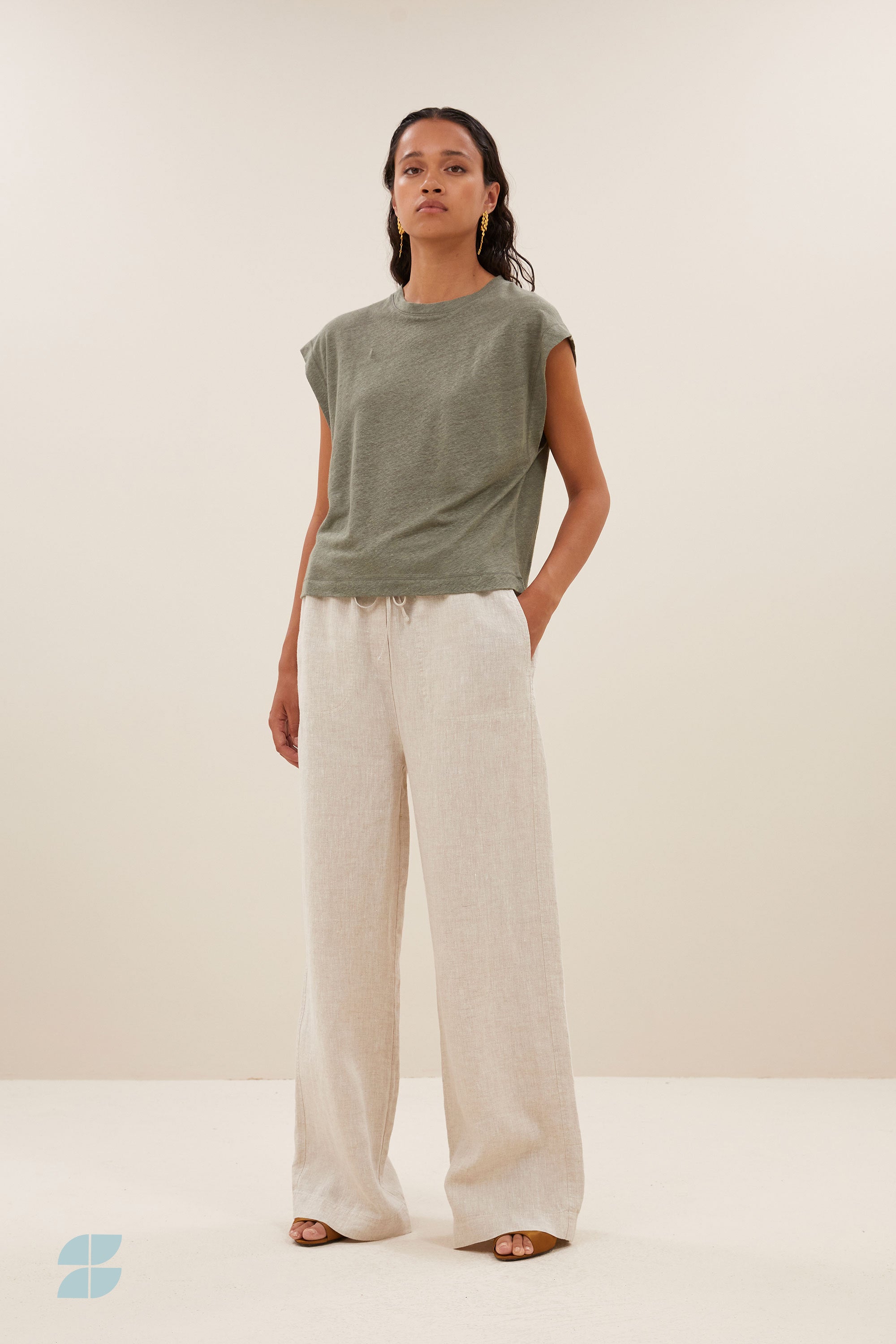 mason linen top | mulled basil