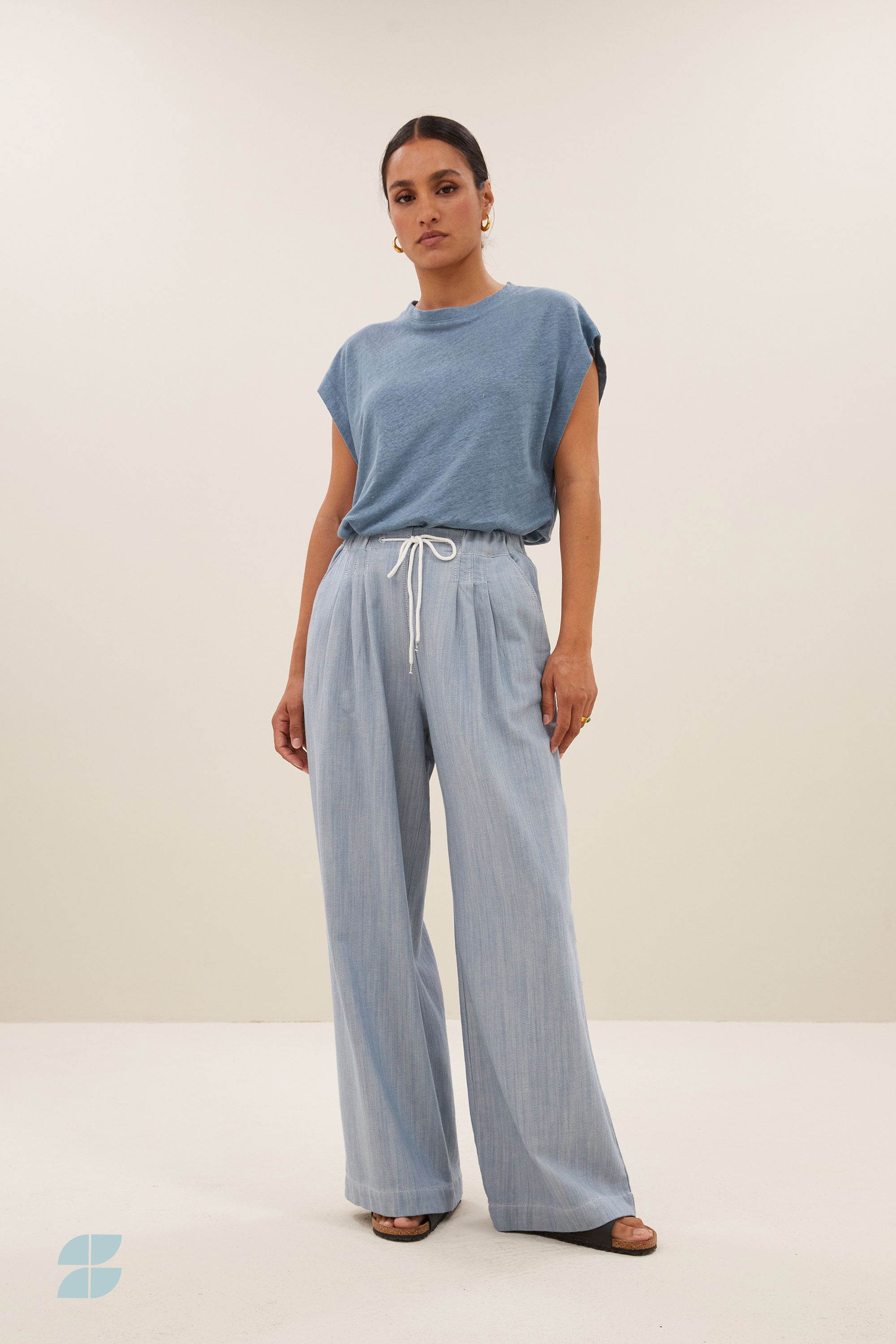 mason linen top | blue stone