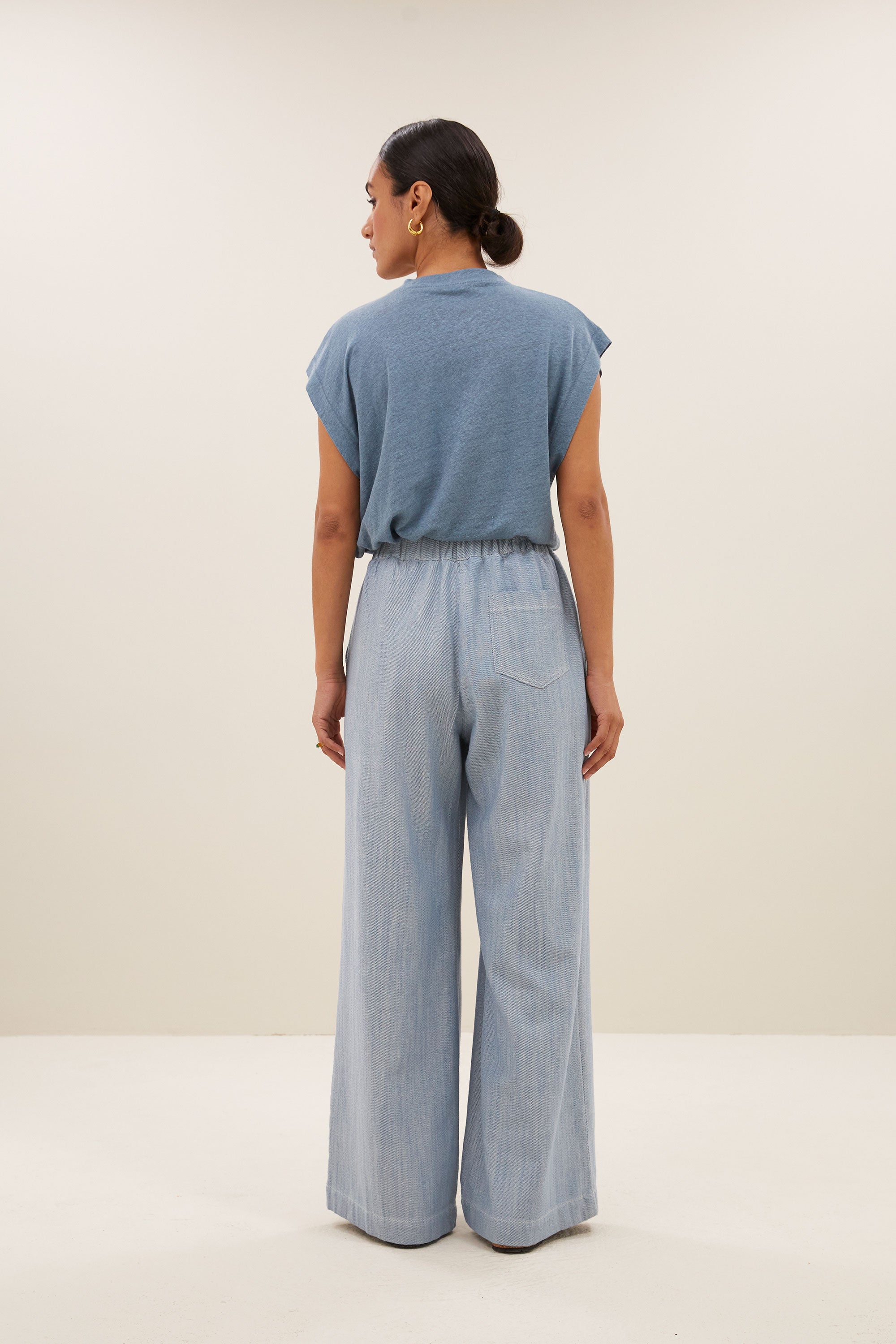 mason linen top | blue stone