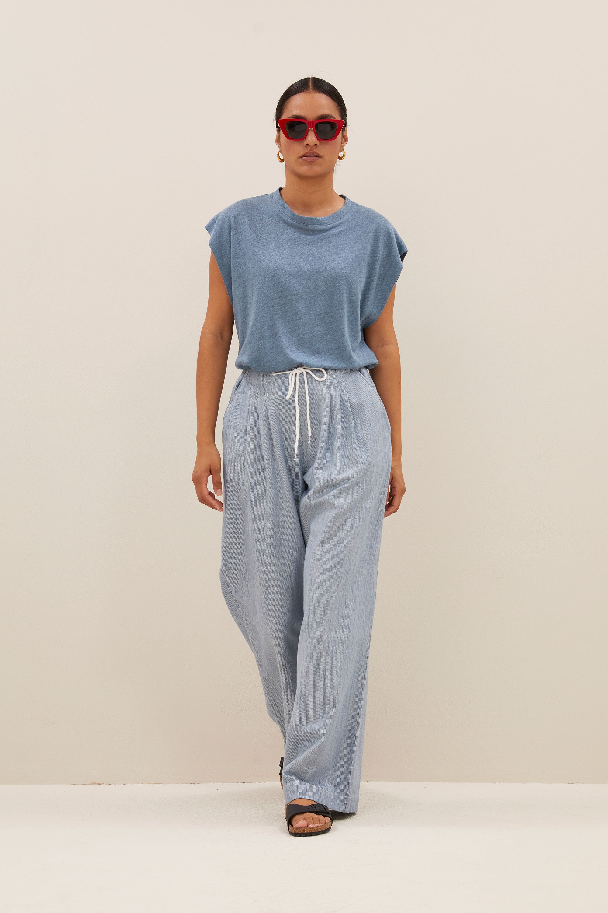 mason linen top | blue stone