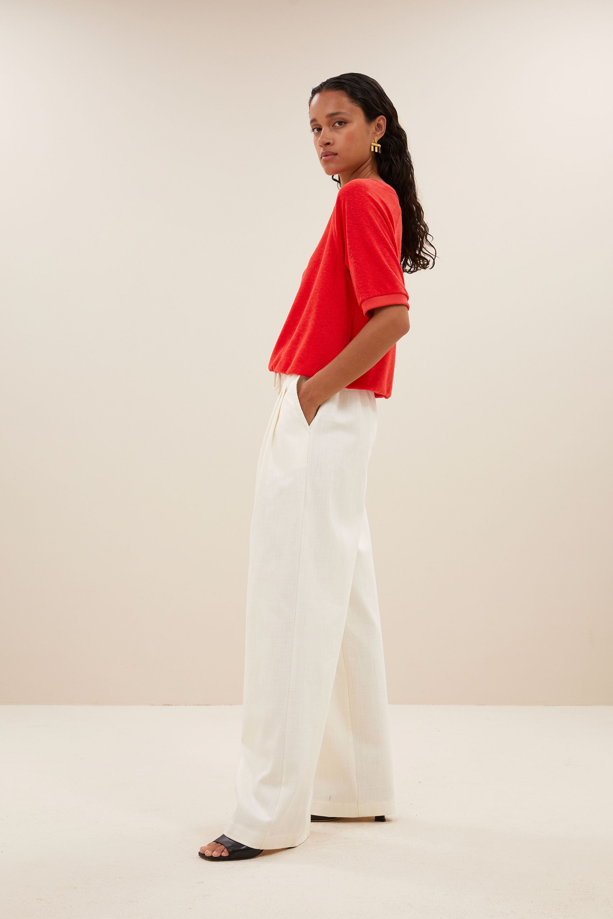 neva slub top | poppy red