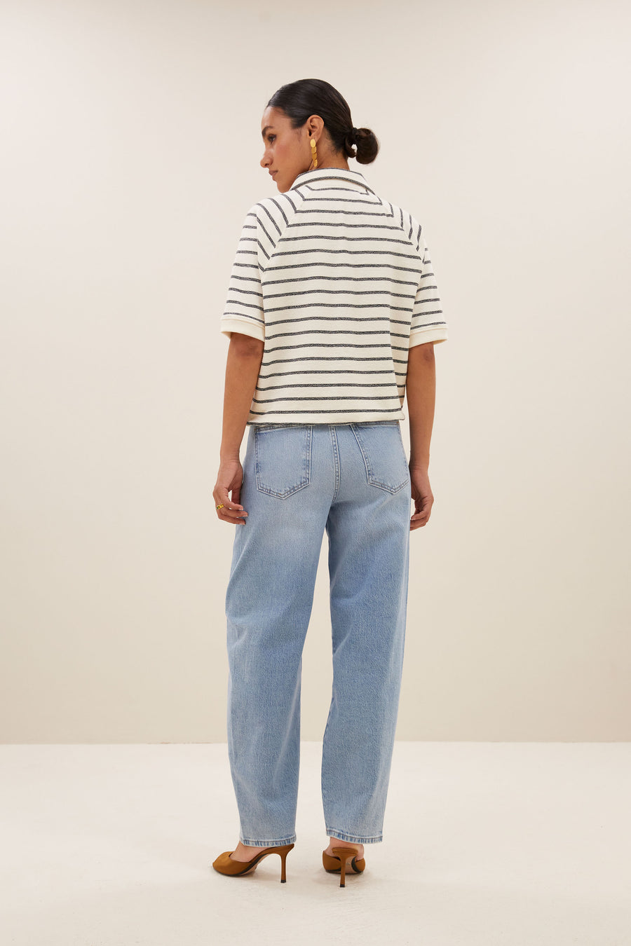 harper breton stripe top | black breton stripe