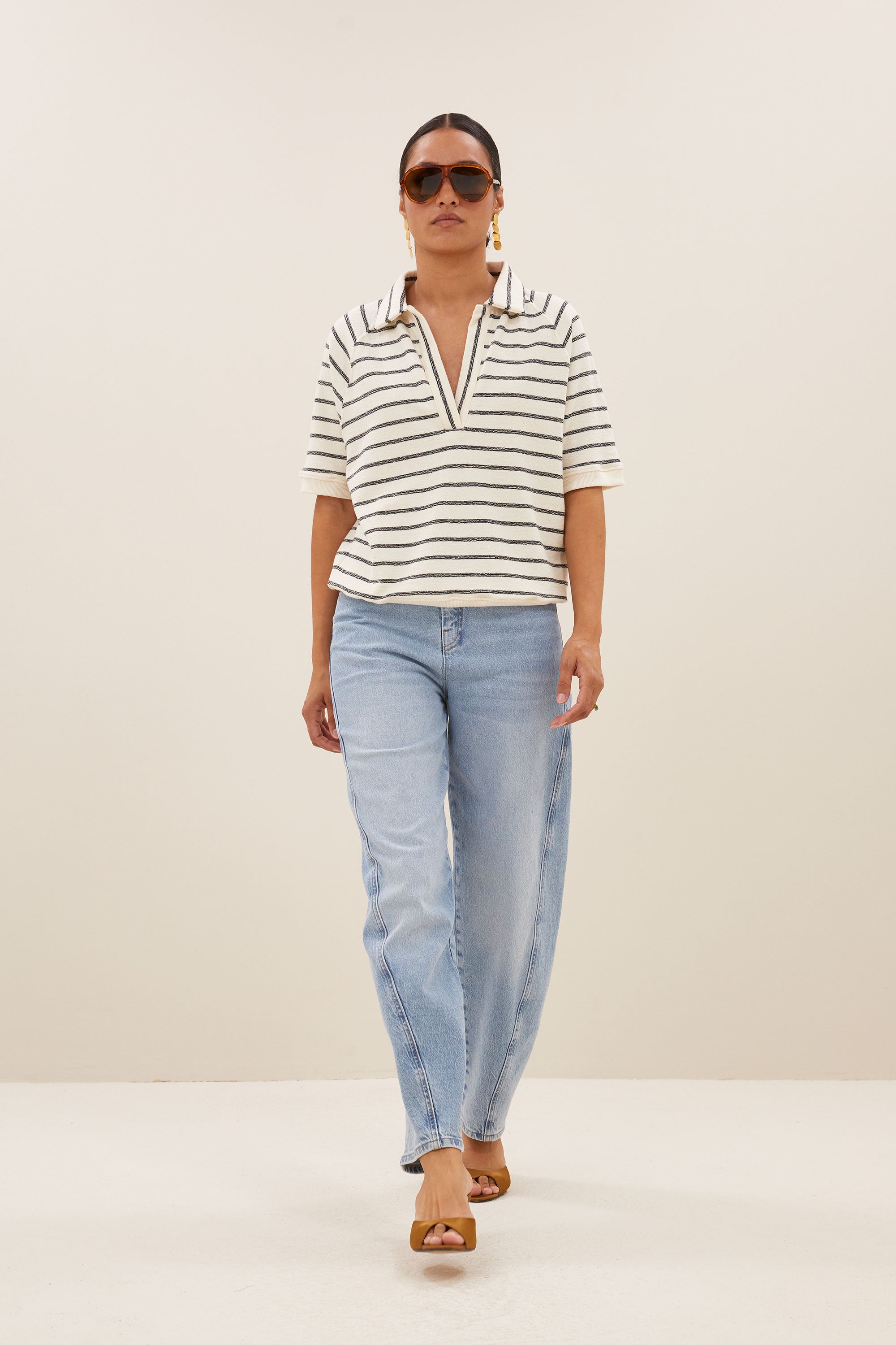 harper breton stripe top | black breton stripe