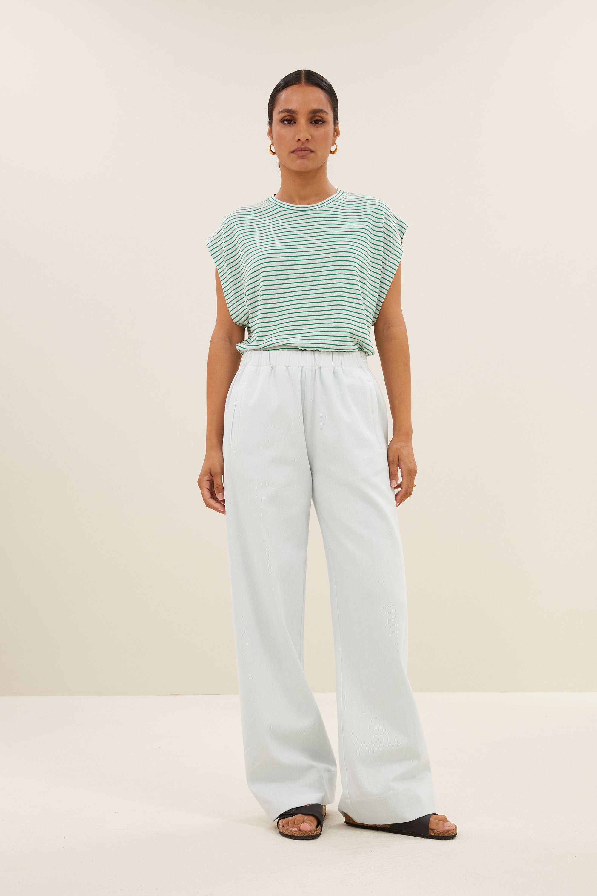 mason small stripe top | green small stripe