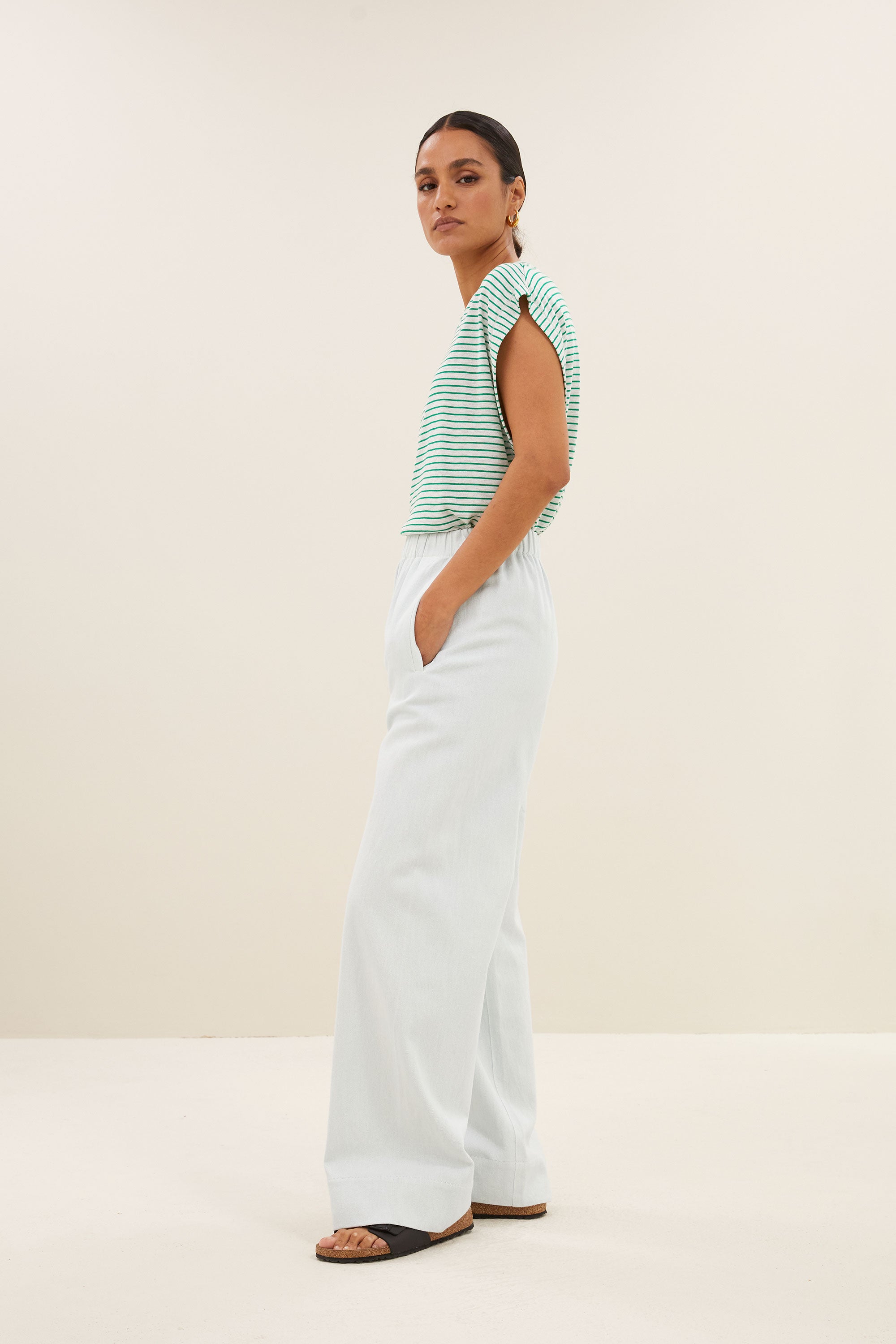 mason small stripe top | green small stripe