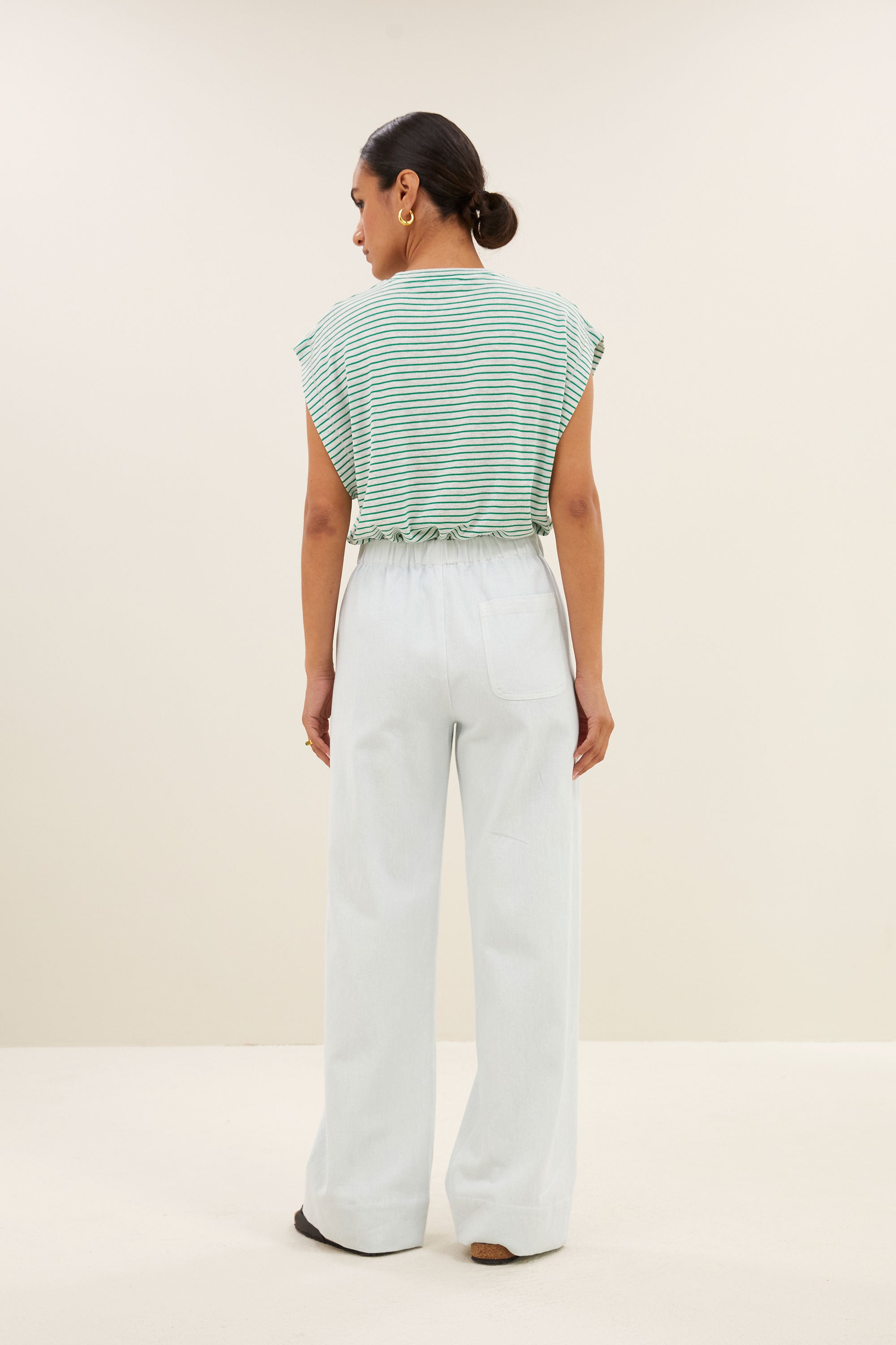 mason small stripe top | green small stripe