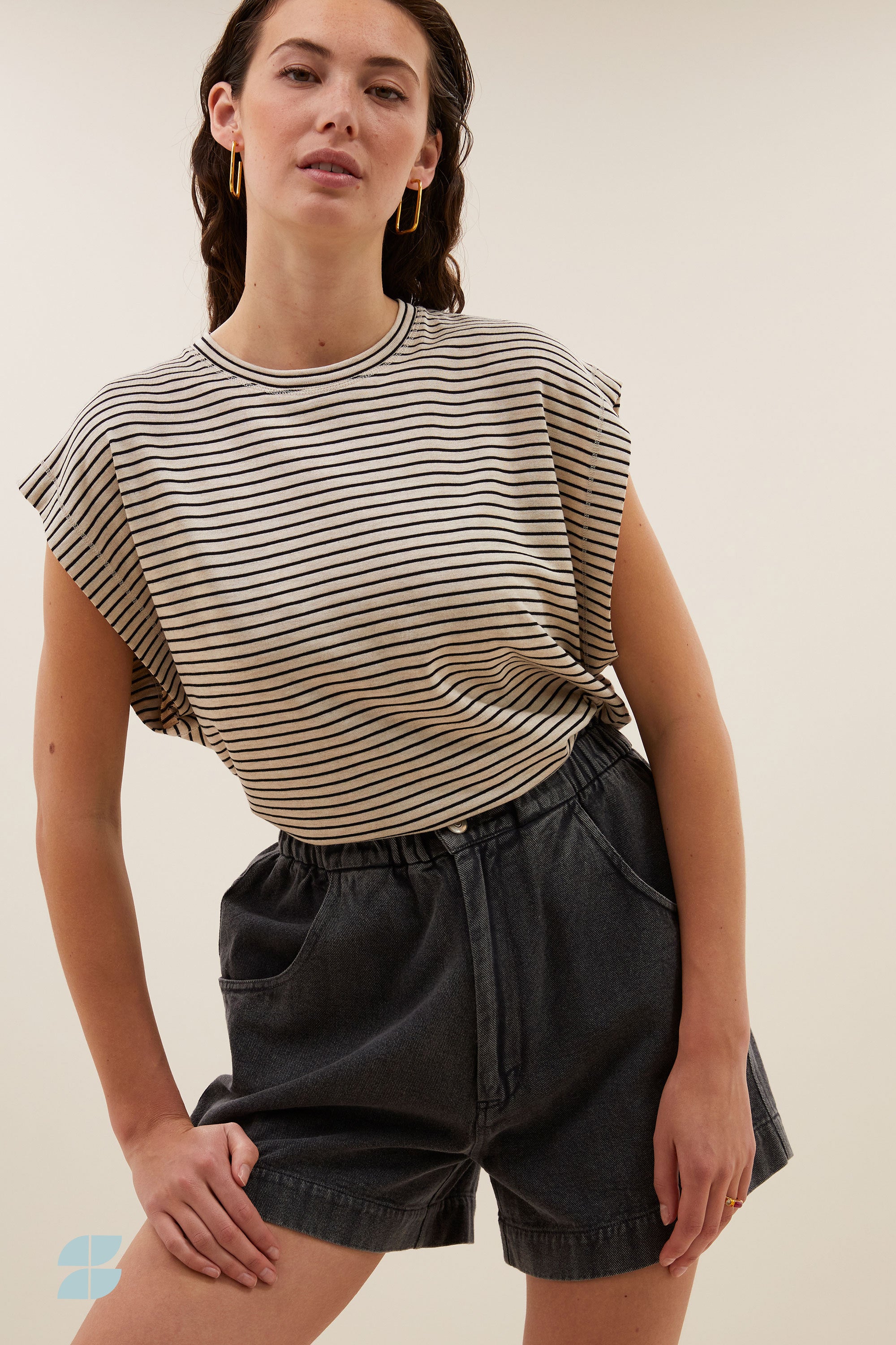 mason small stripe top | black small stripe