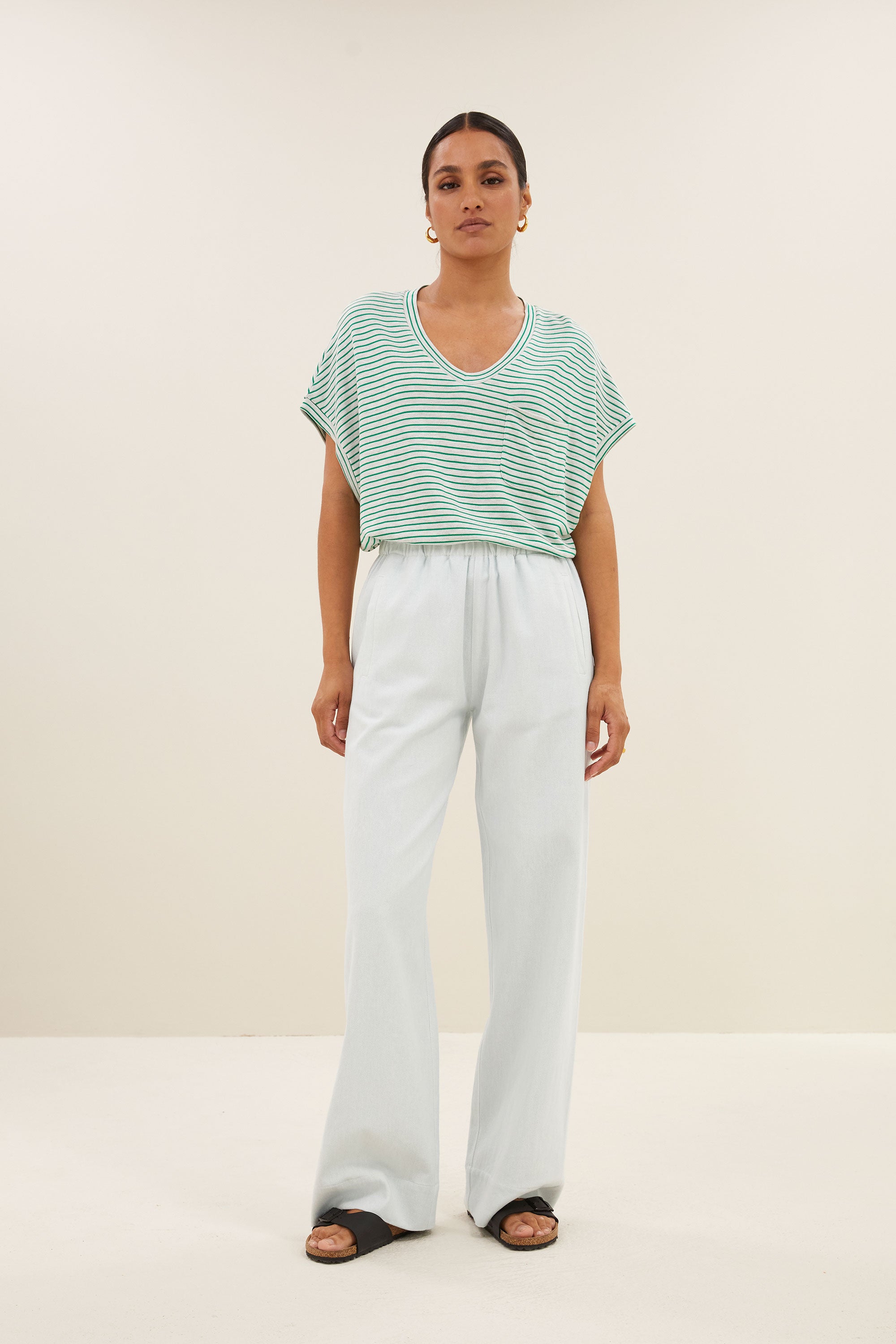 tyler small stripe top | green small stripe