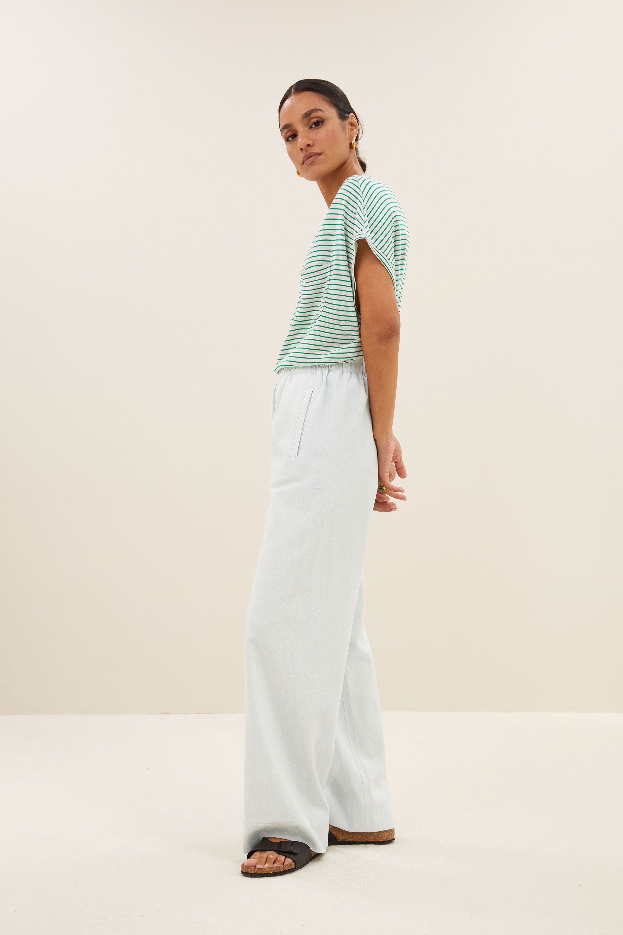 tyler small stripe top | green small stripe