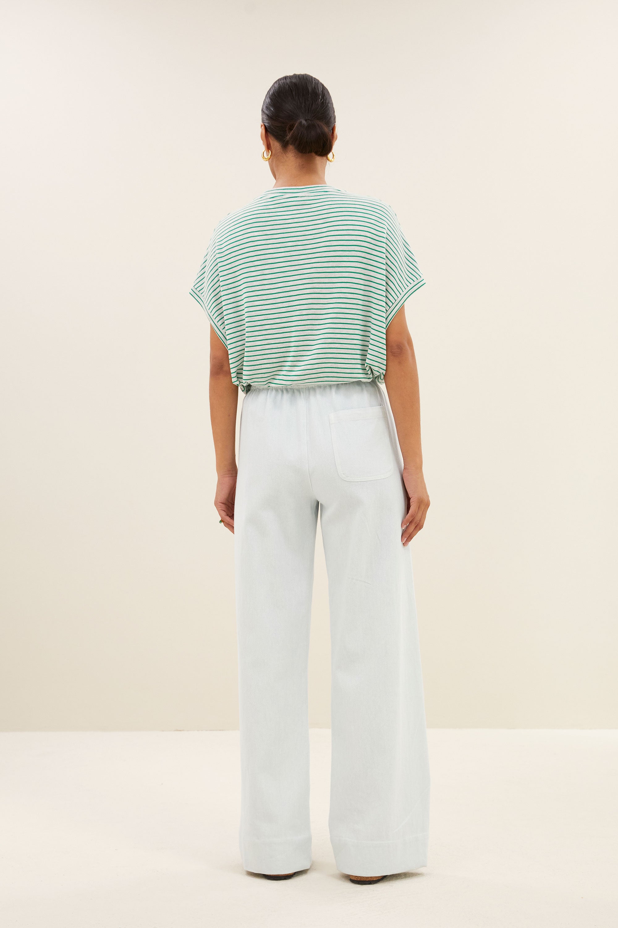 tyler small stripe top | green small stripe