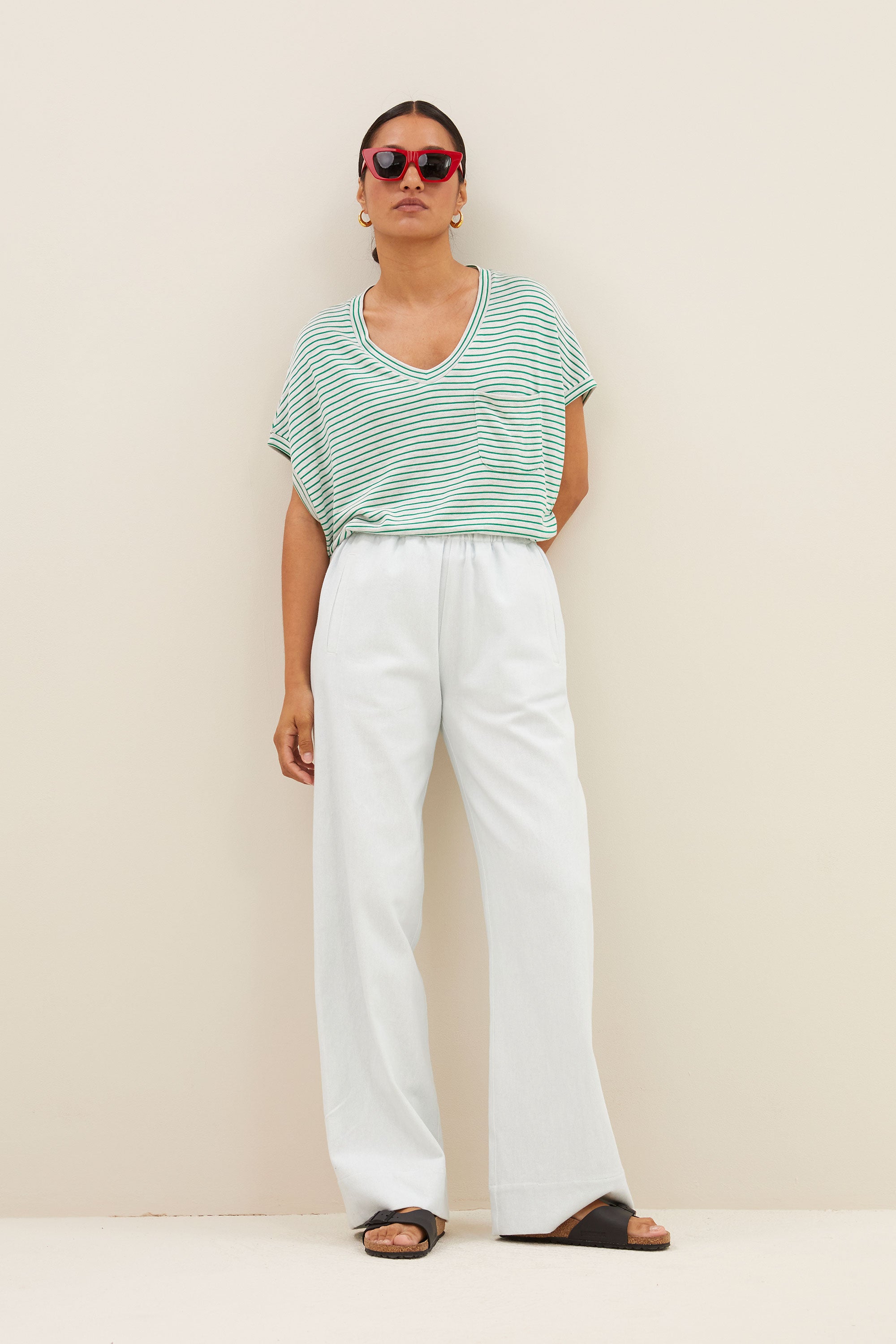 tyler small stripe top | green small stripe