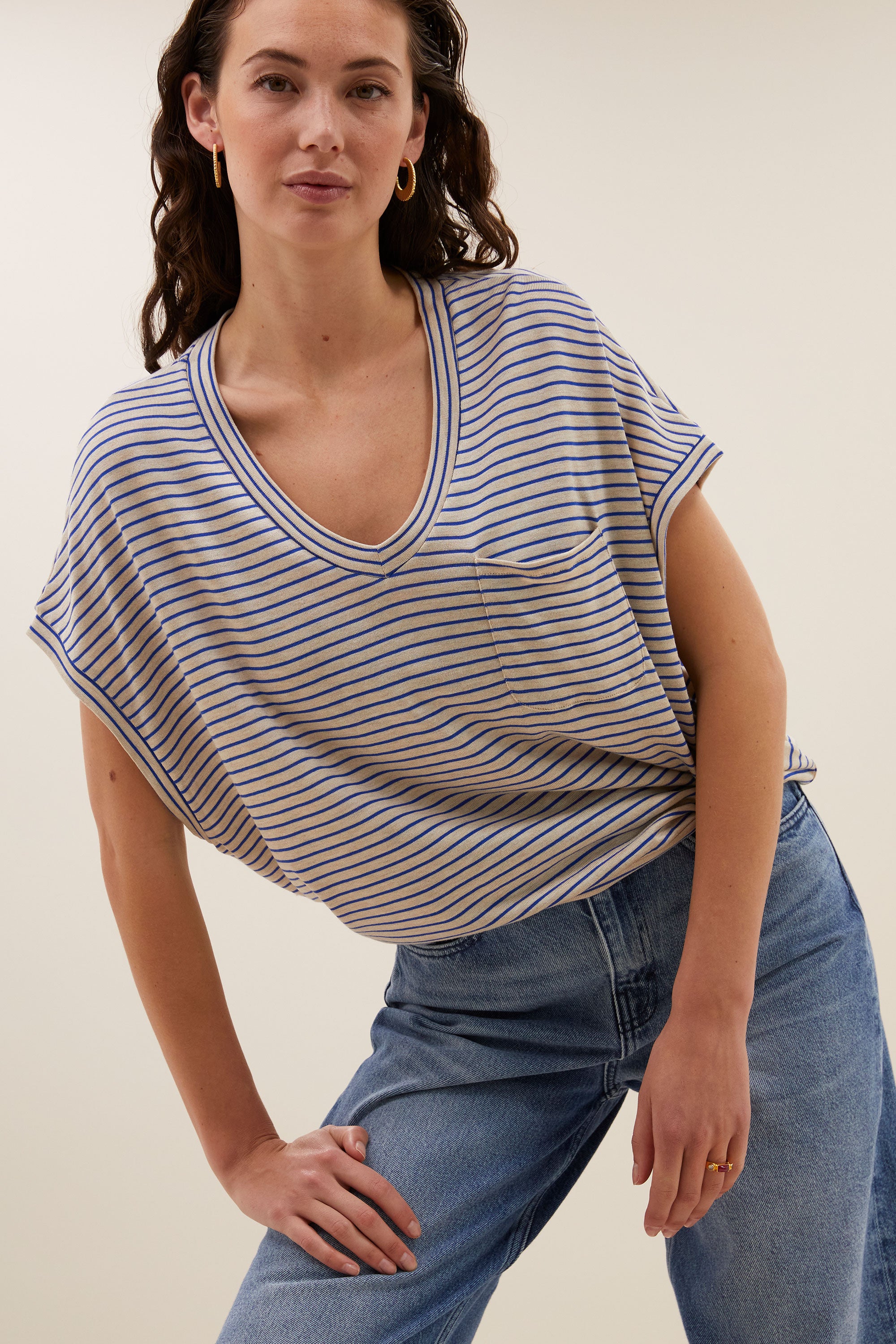 tyler small stripe top | kingsblue small stripe