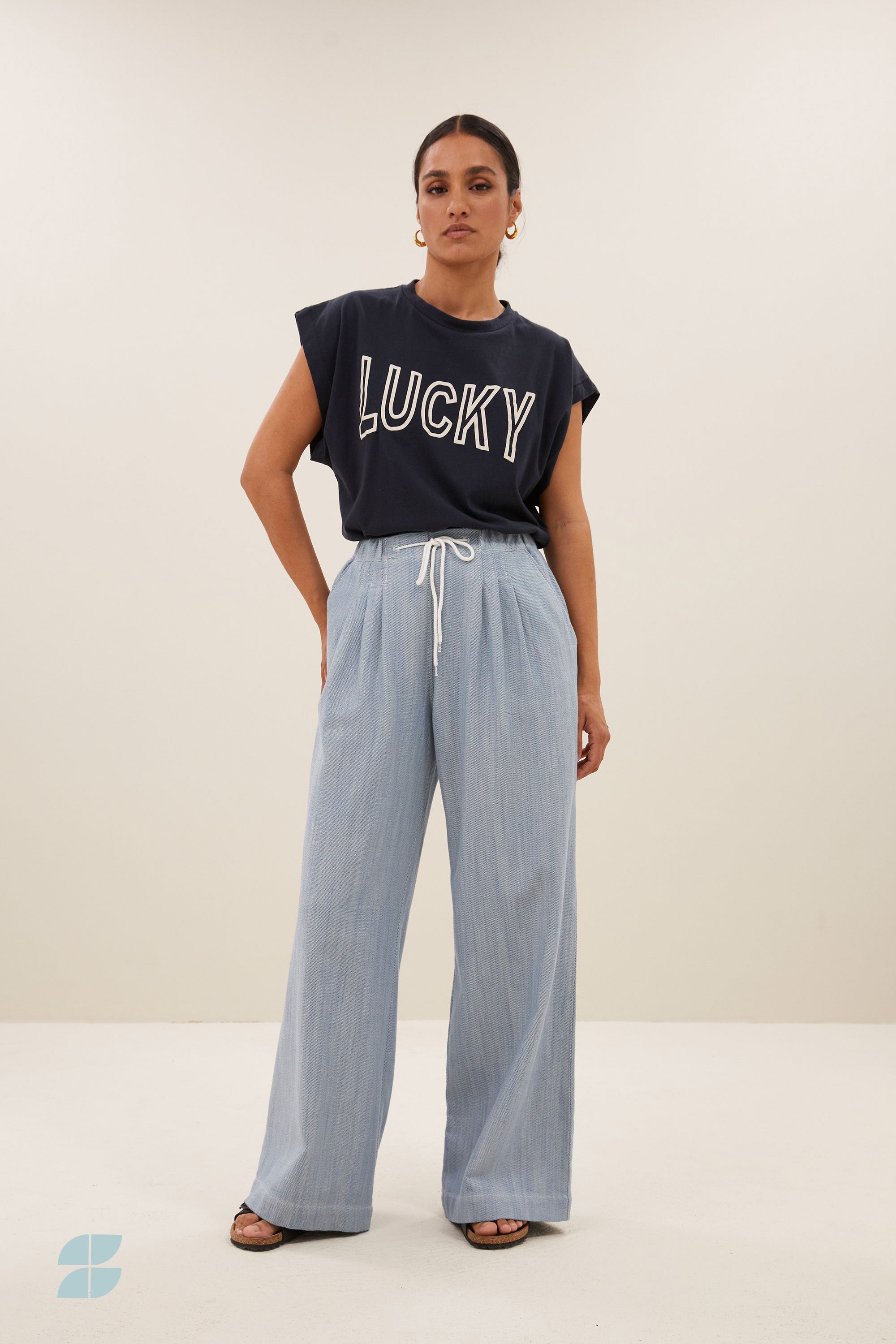 mason open lucky top | midnight