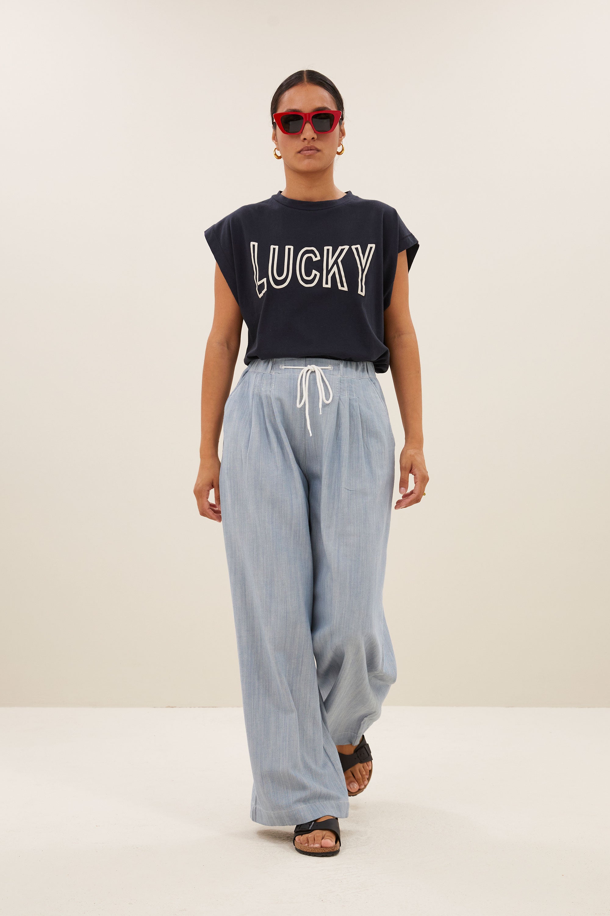 mason open lucky top | midnight