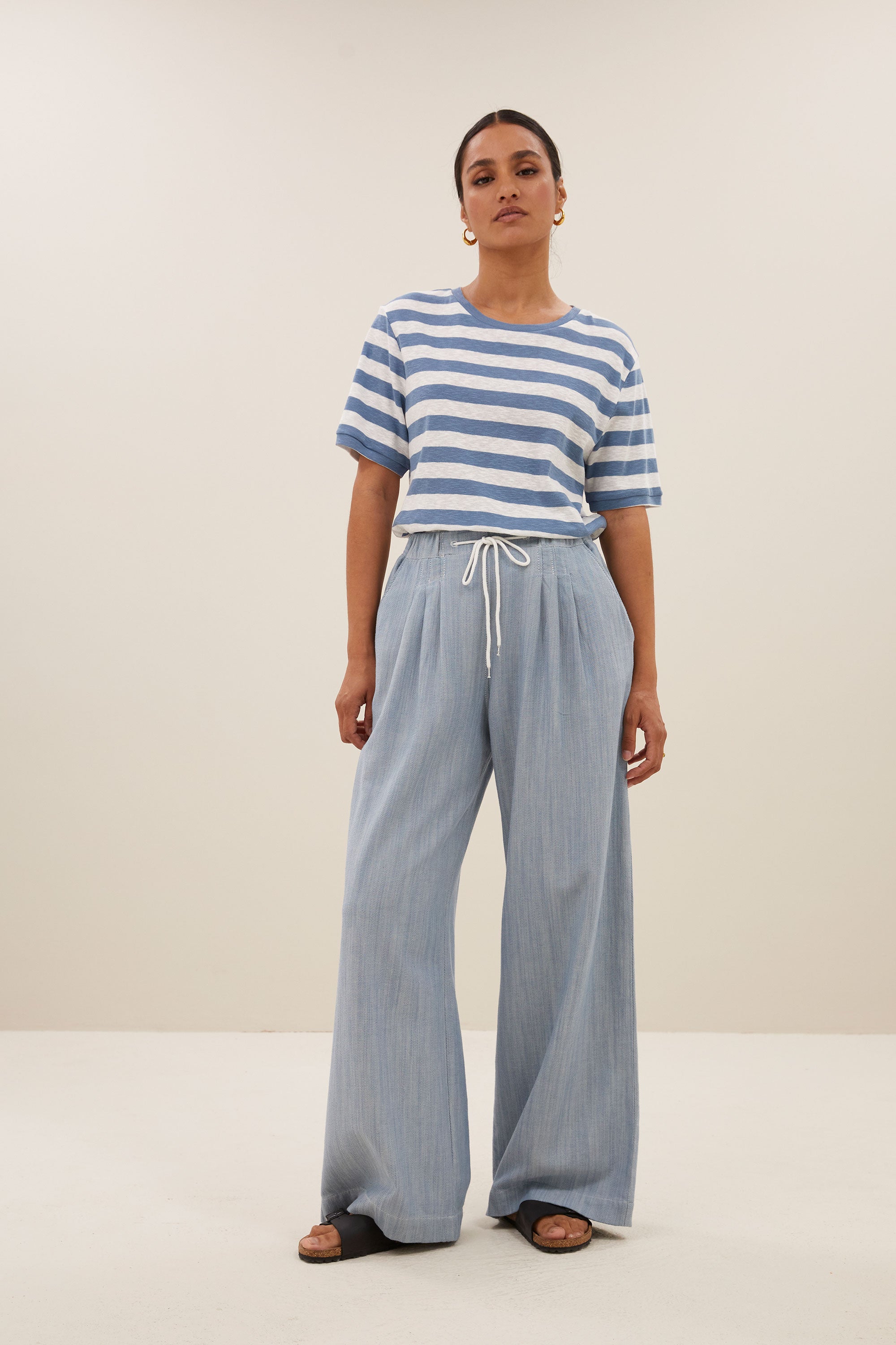 hope big stripe top | blue flame stripe