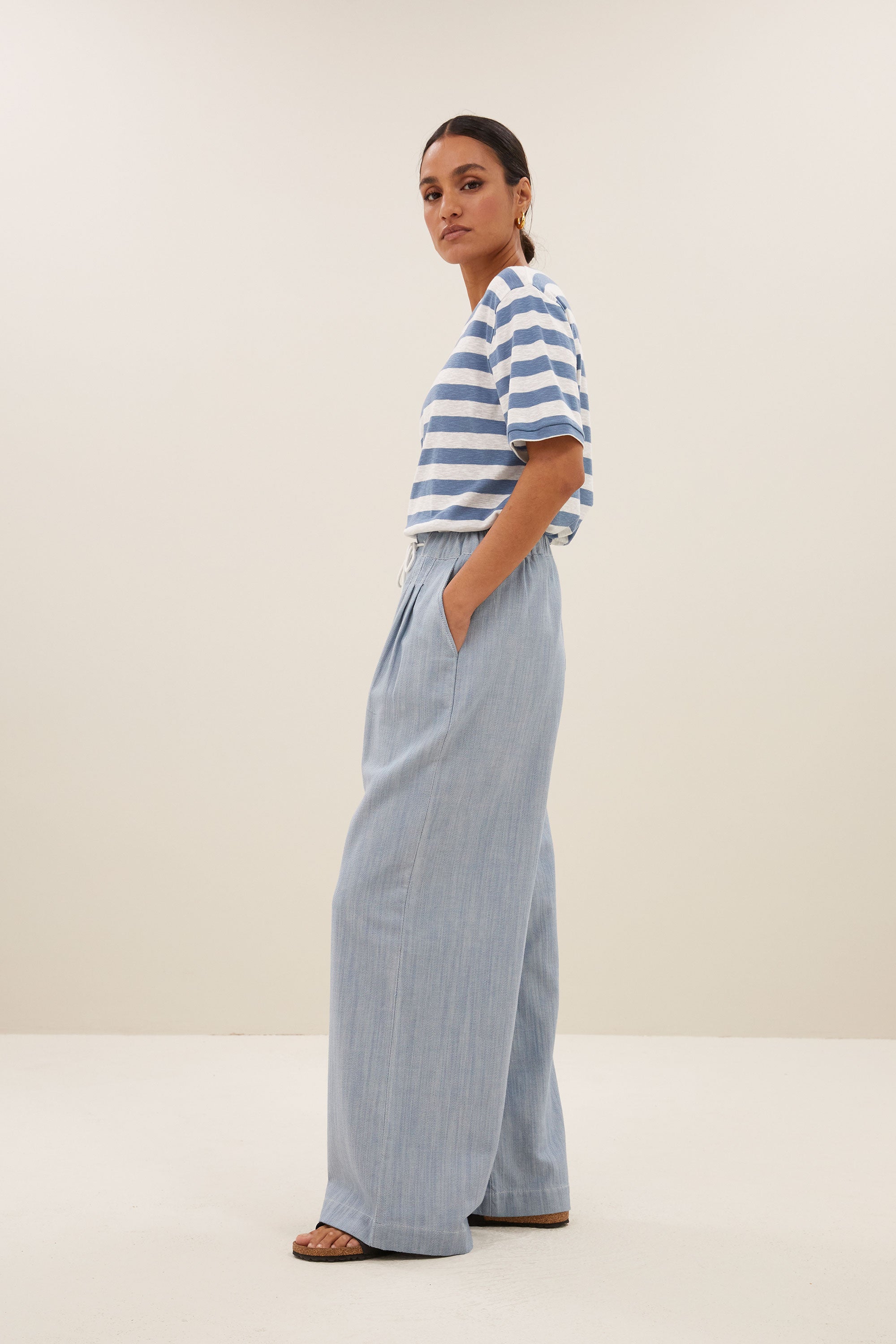 hope big stripe top | blue flame stripe