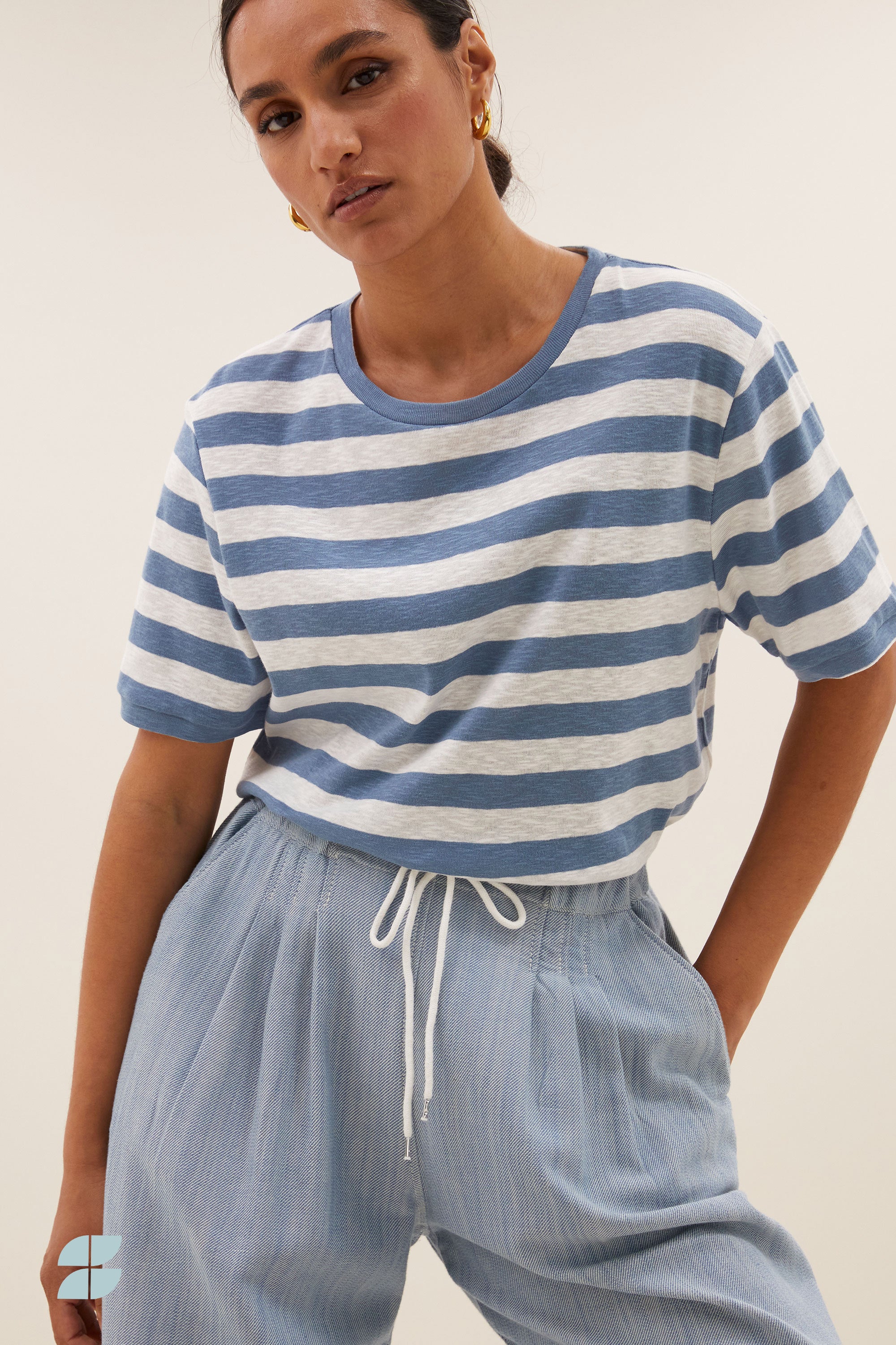 hope big stripe top | blue flame stripe