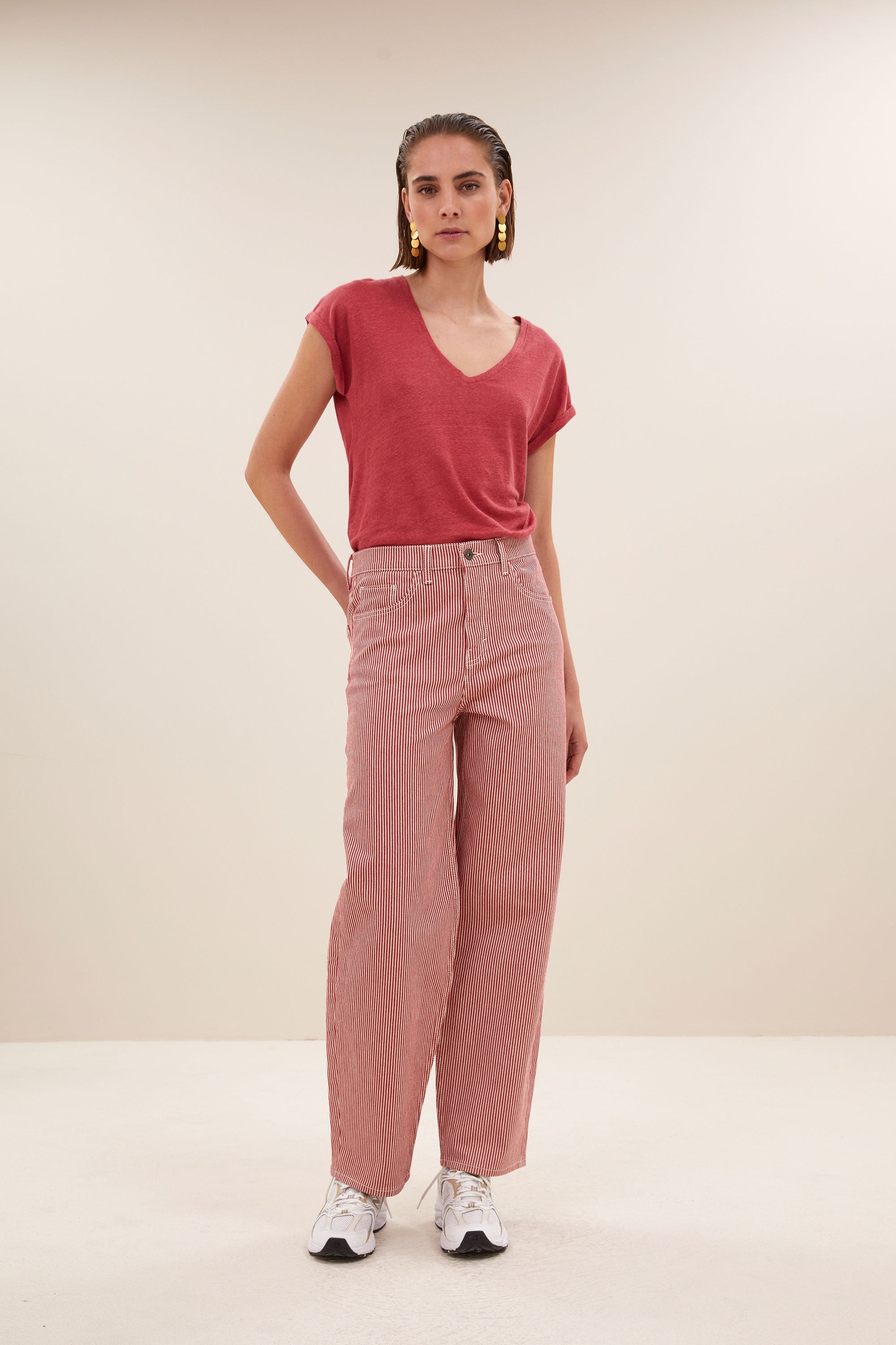 momi linen top | earth red