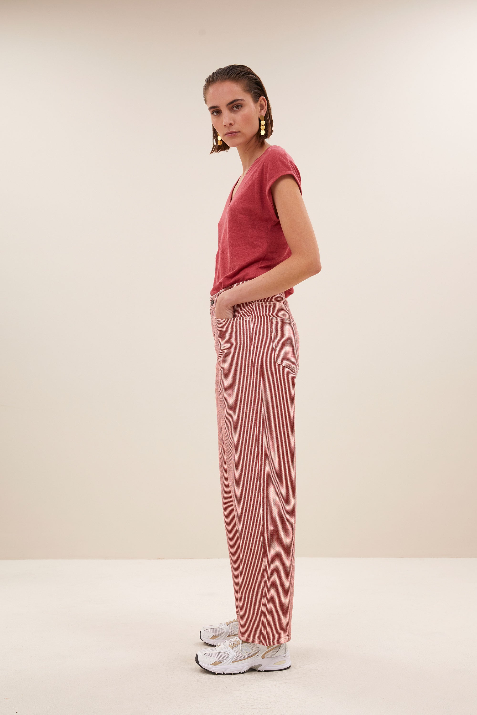 momi linen top | earth red