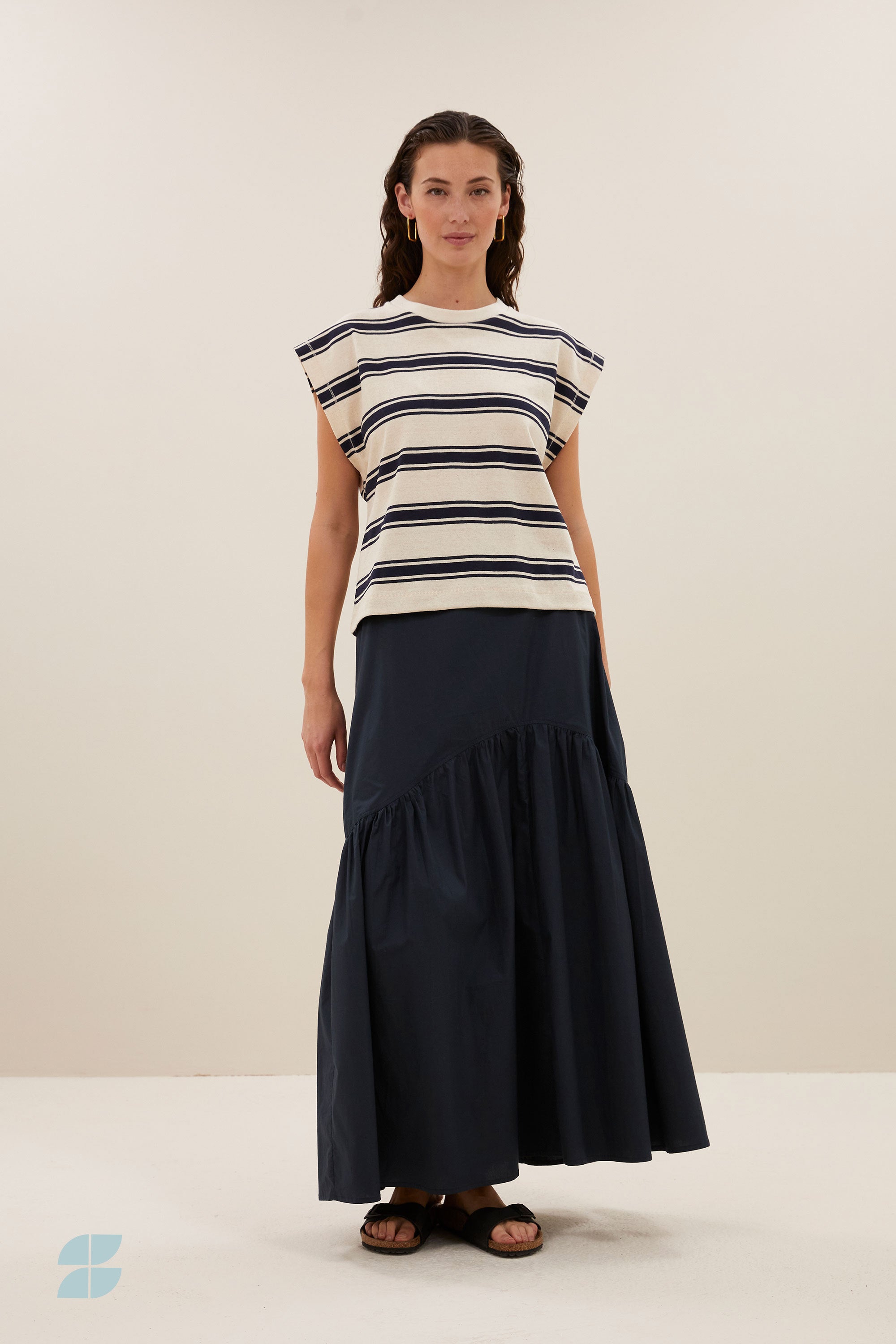 mason stripe top navy grain stripe front image