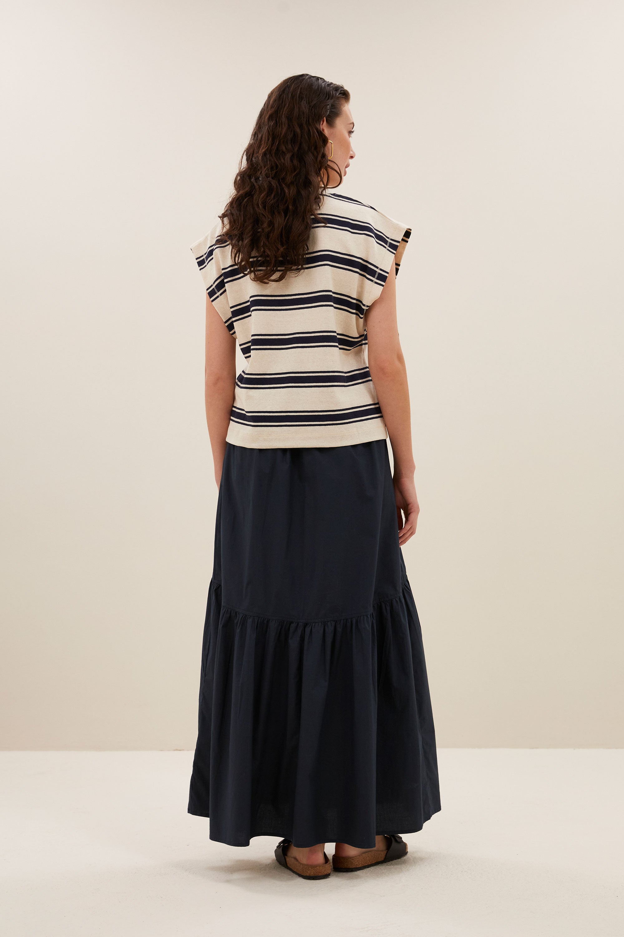 mason stripe top navy grain stripe back image