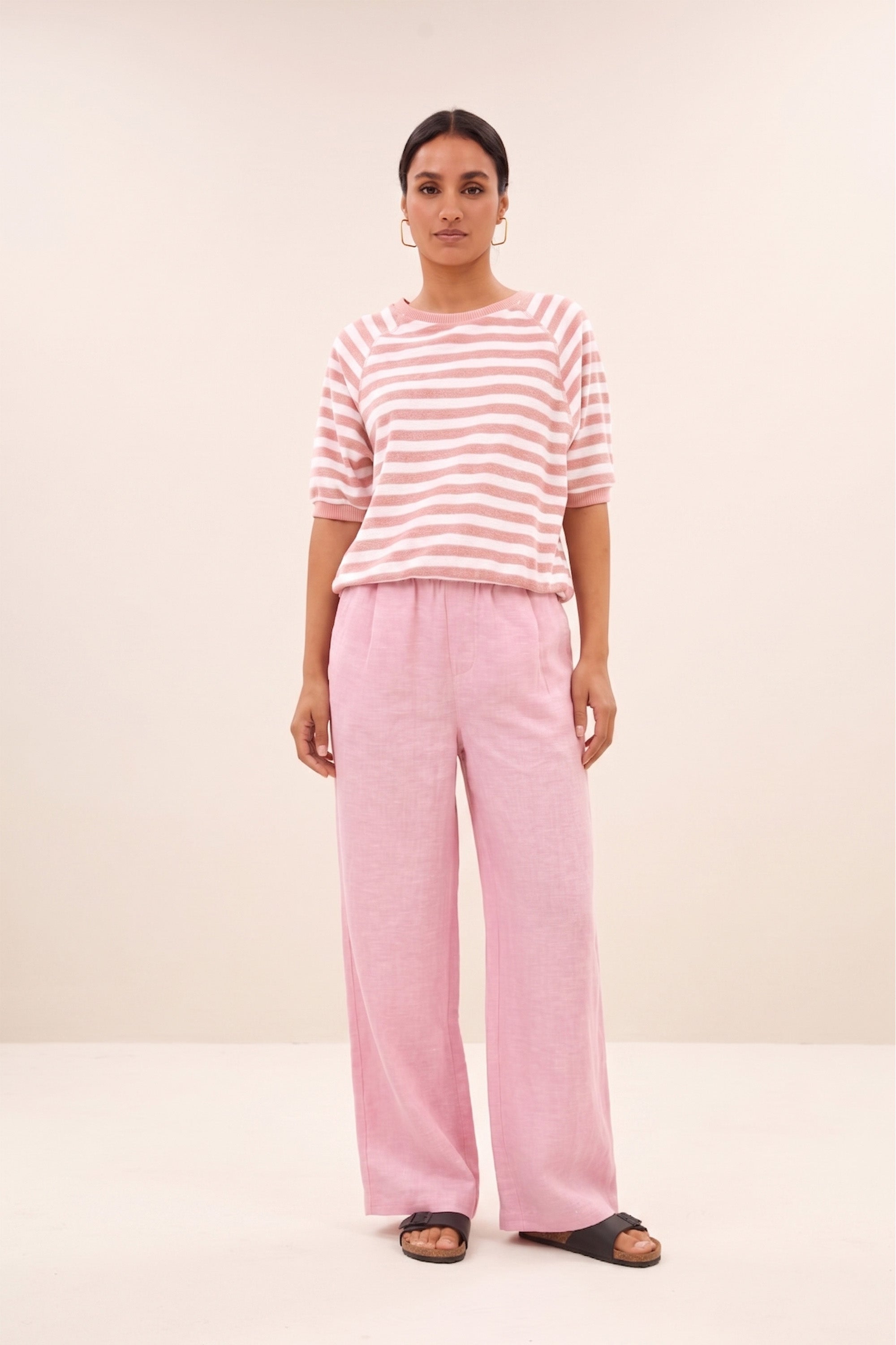 neva slub stripe top | rose slub stripe