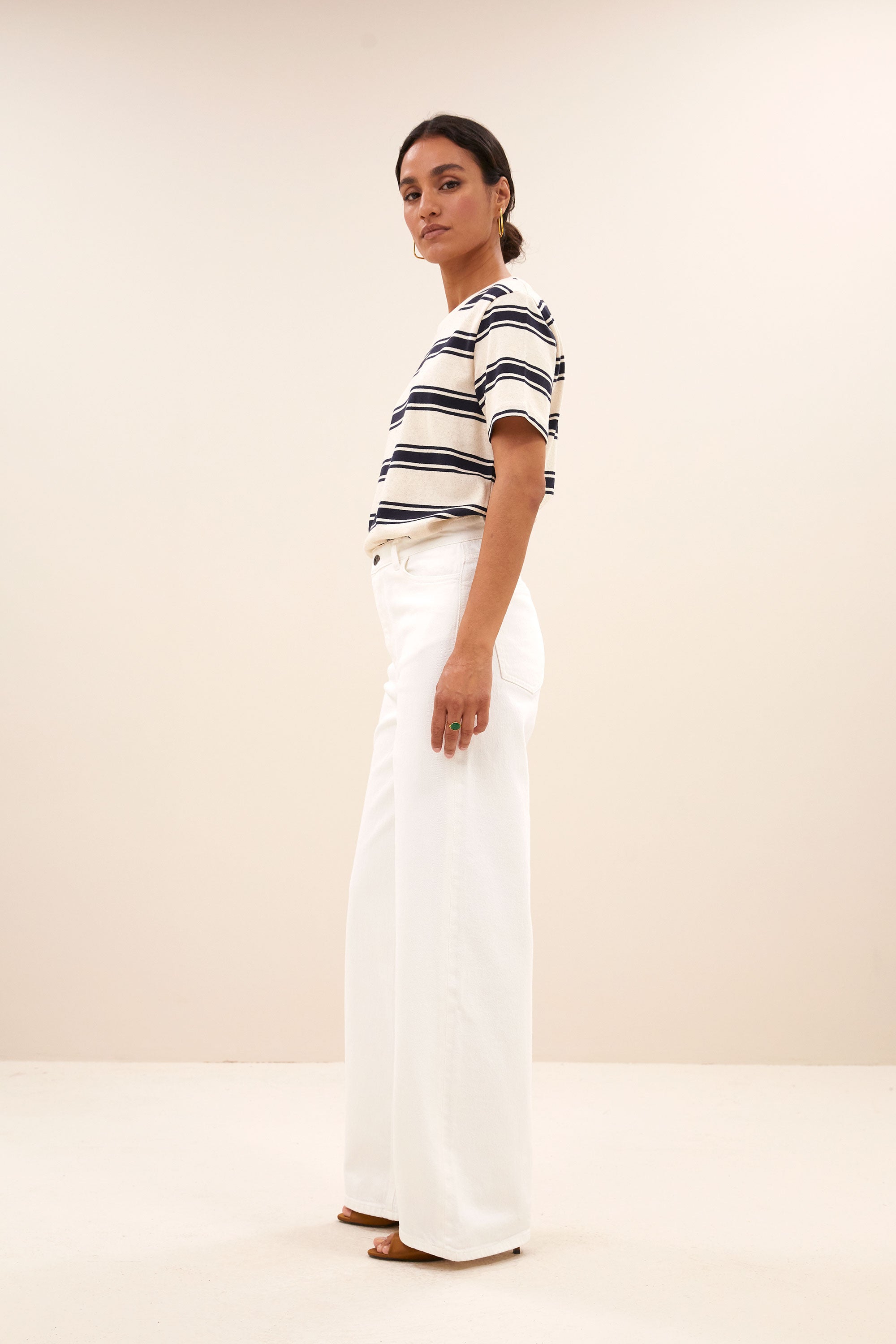 hope stripe top | navy grain stripe