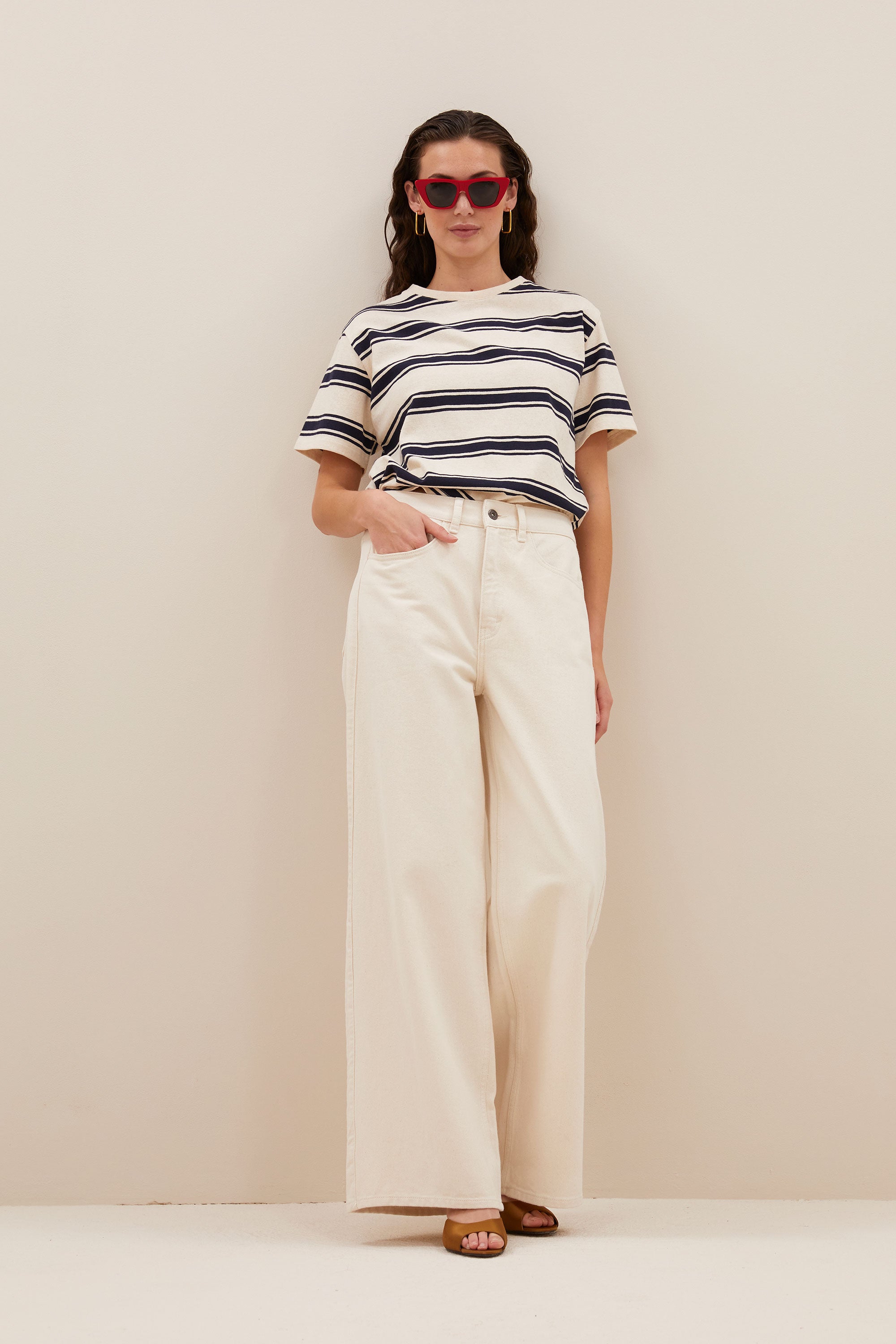 hope stripe top | navy grain stripe