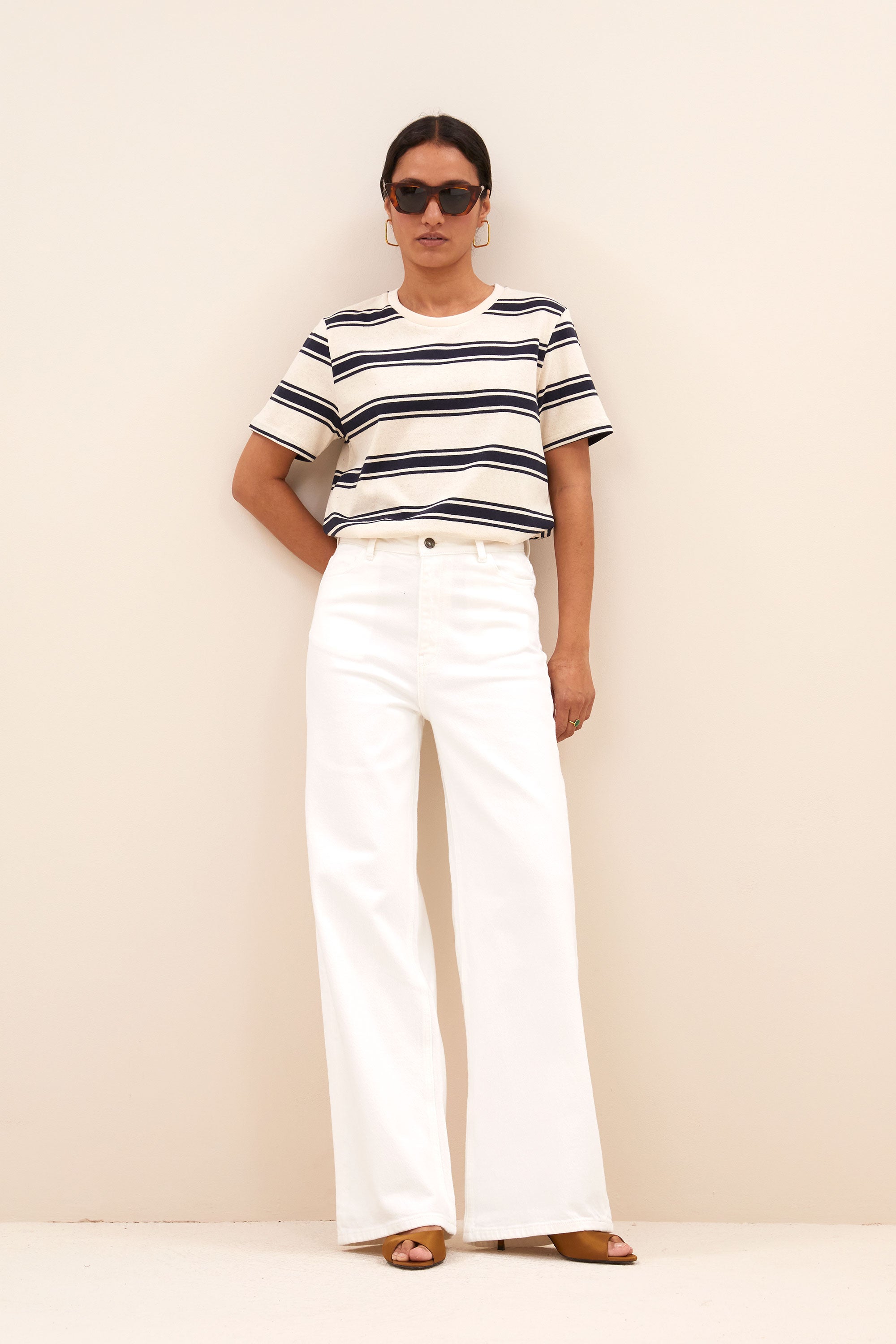 hope stripe top | navy grain stripe