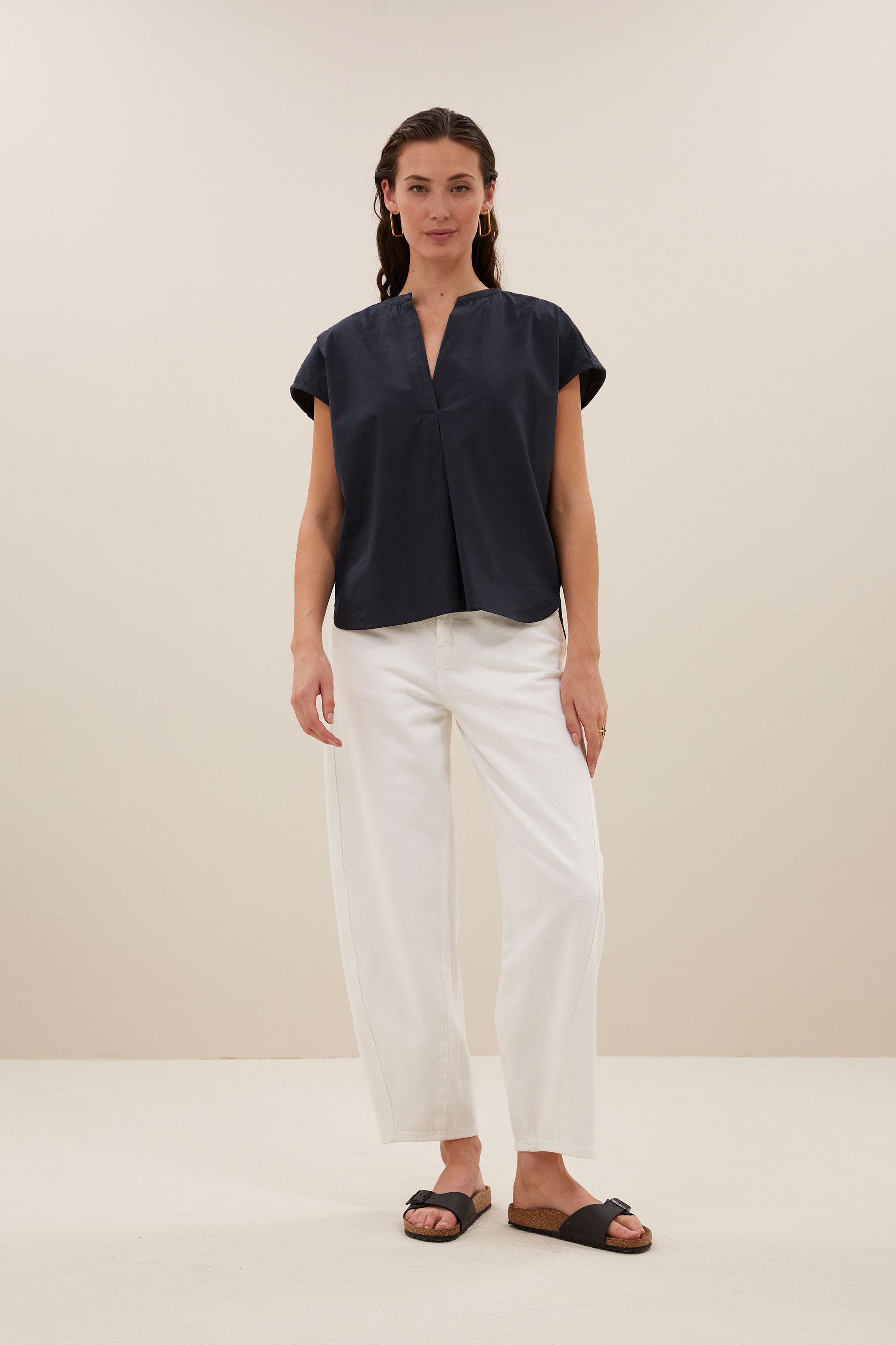 amie poplin blouse | midnight