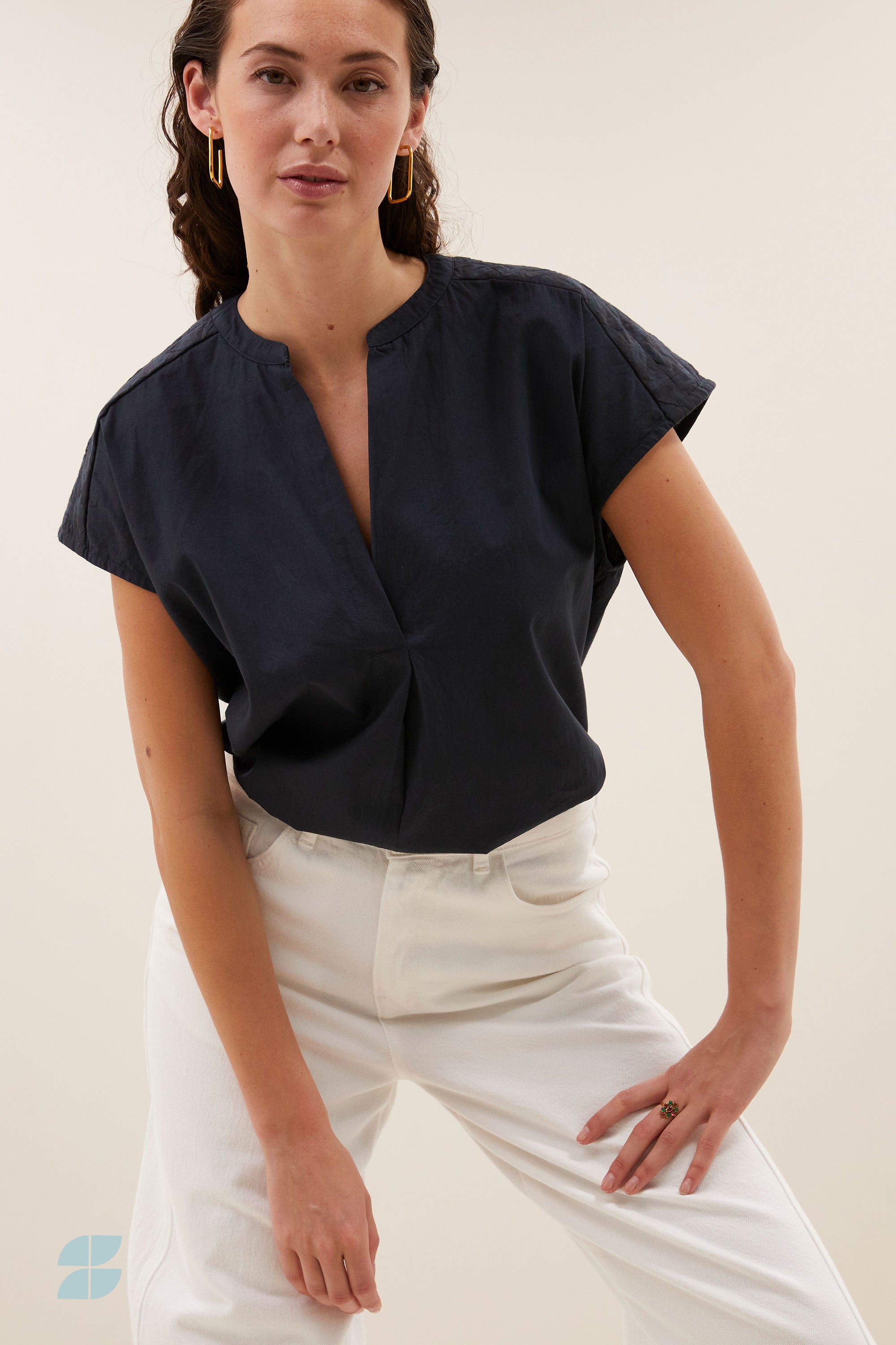 amie poplin blouse | midnight