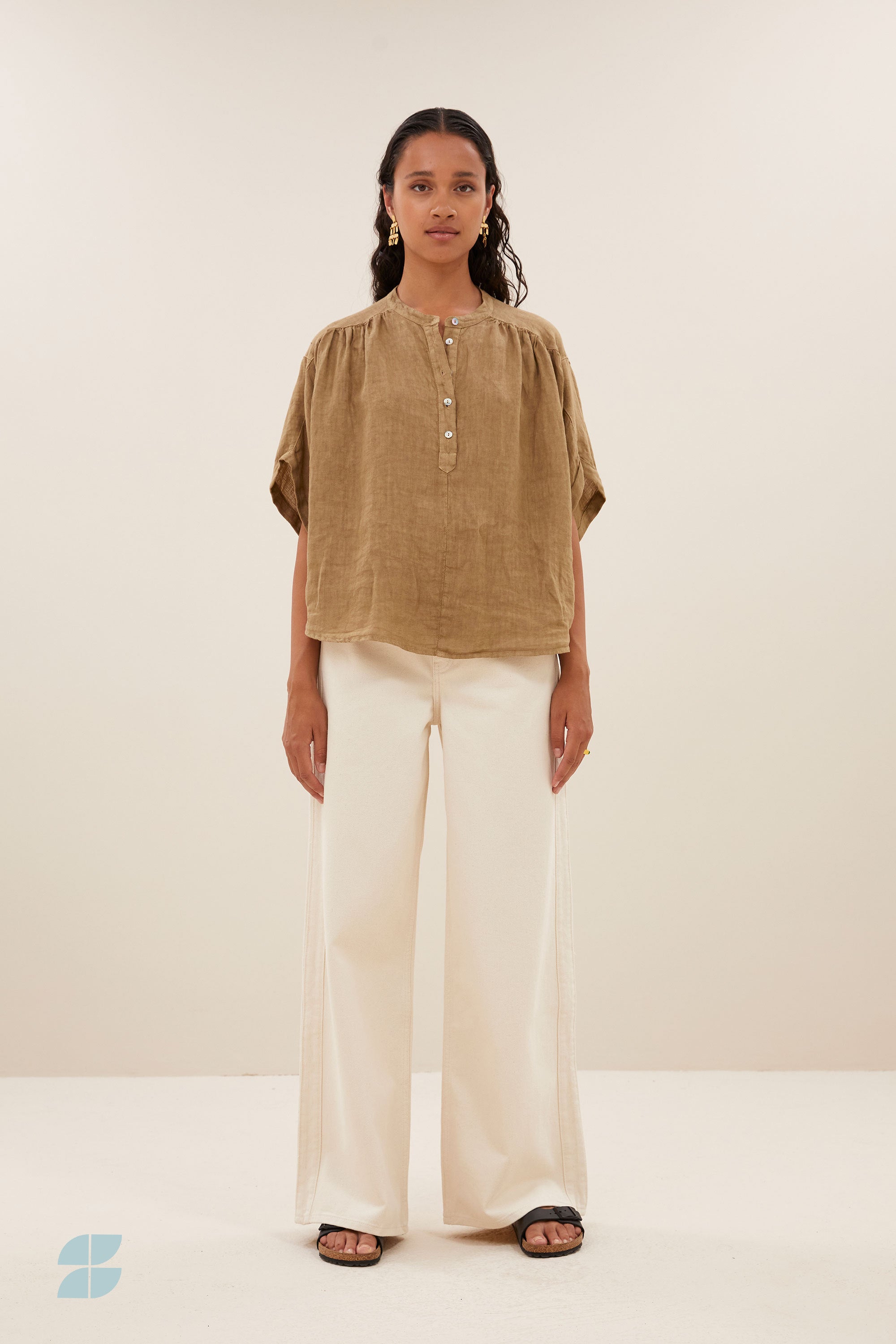 axel linen blouse | khaki