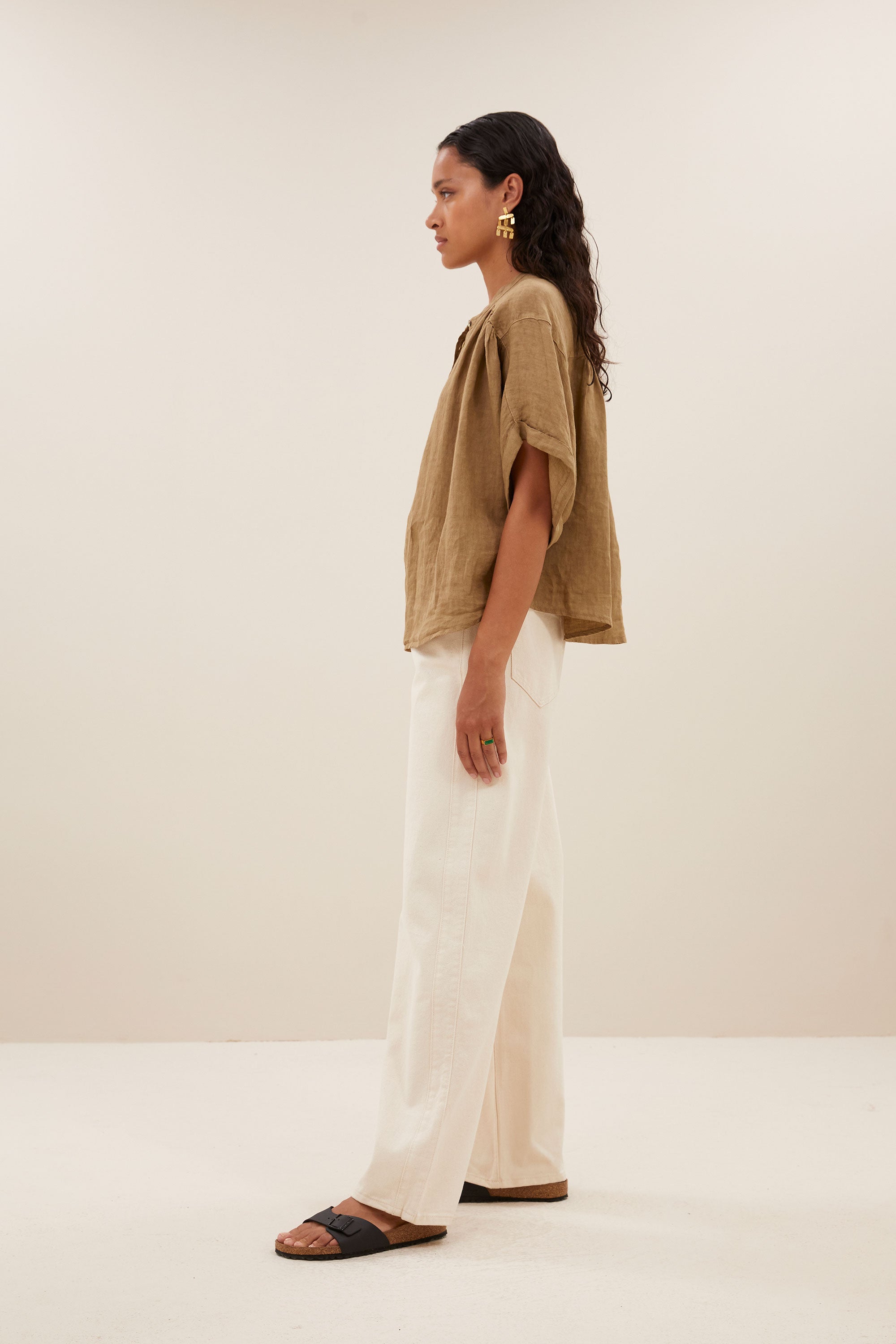 axel linen blouse | khaki