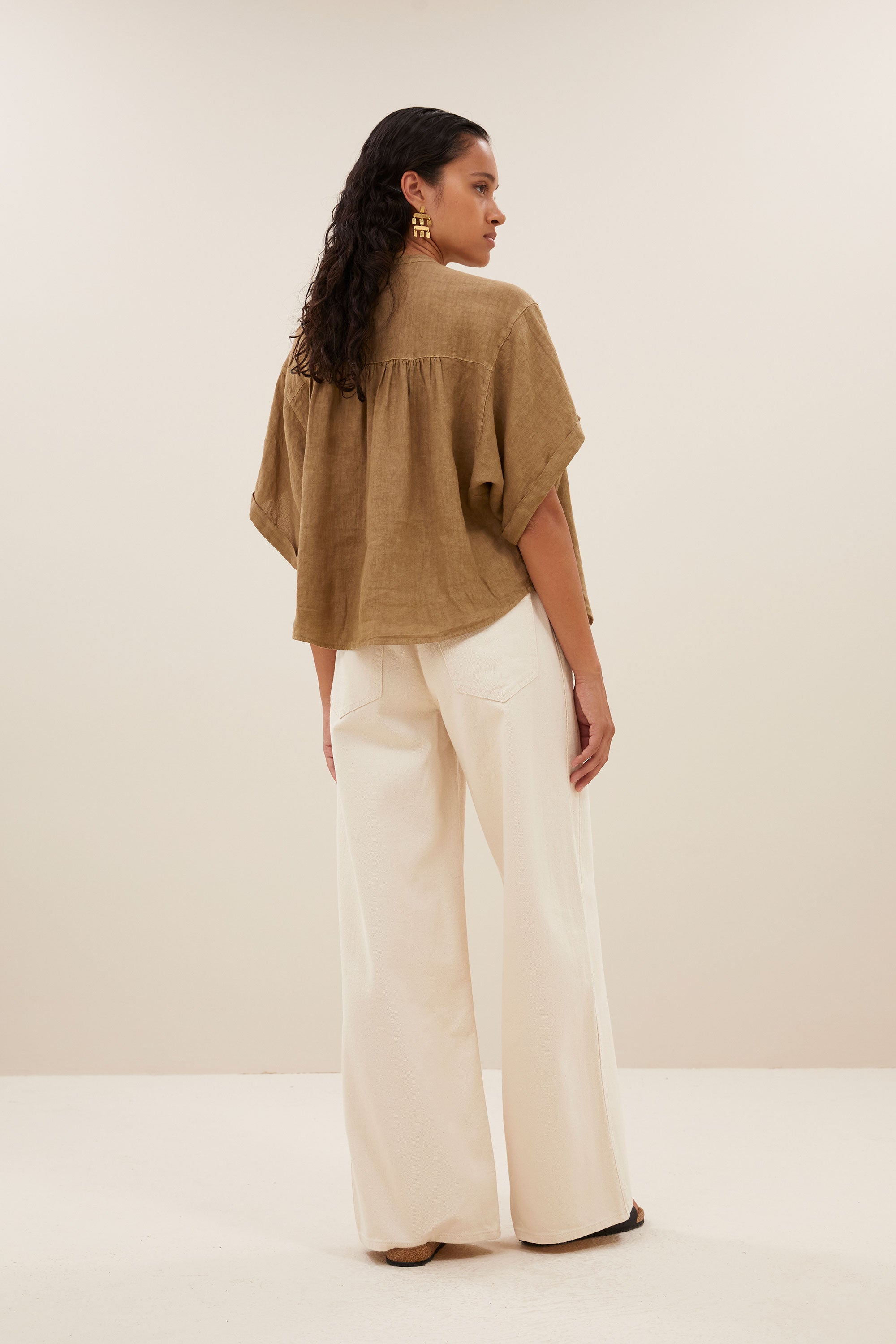 axel linen blouse | khaki