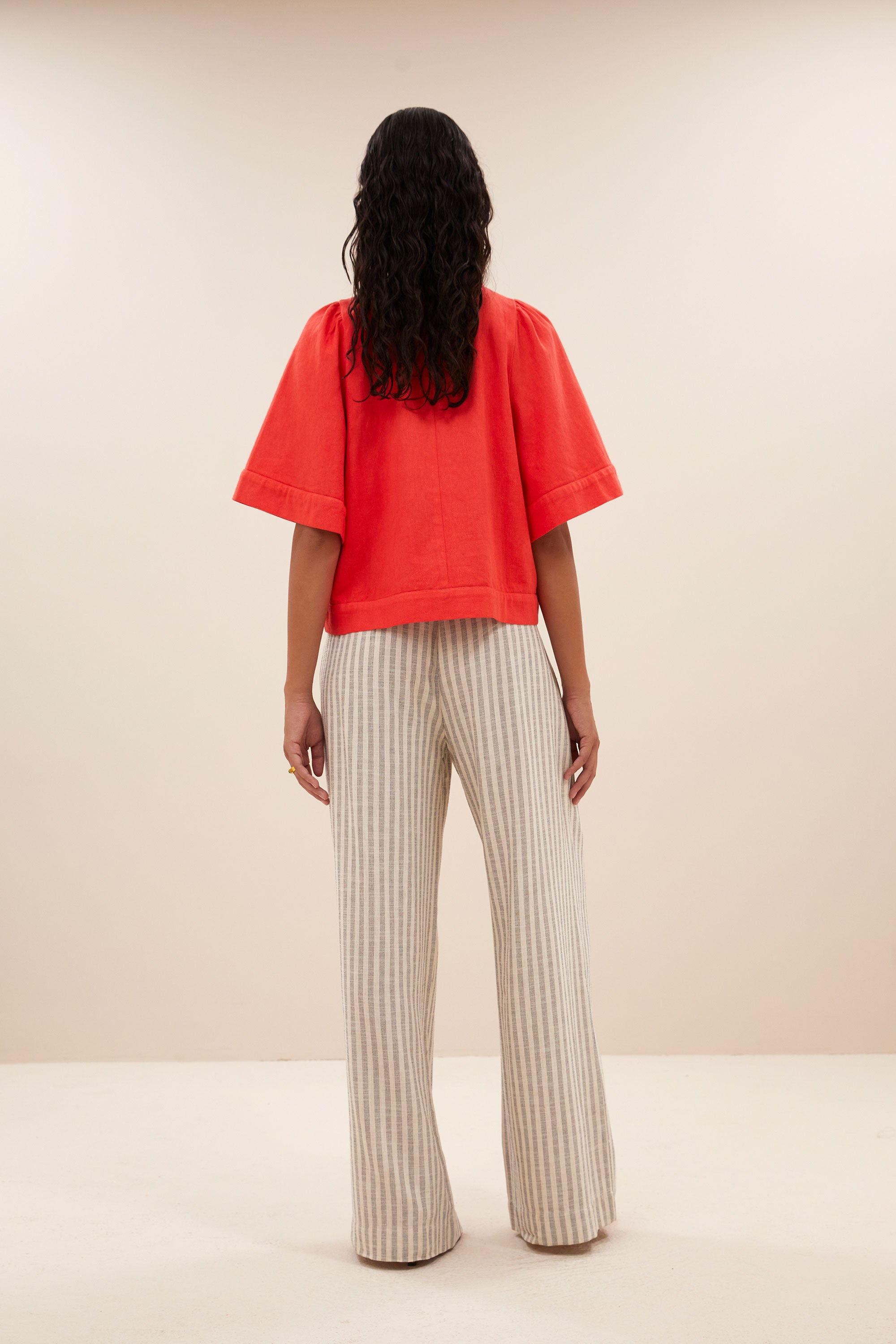 olivia twill blouse | poppy red